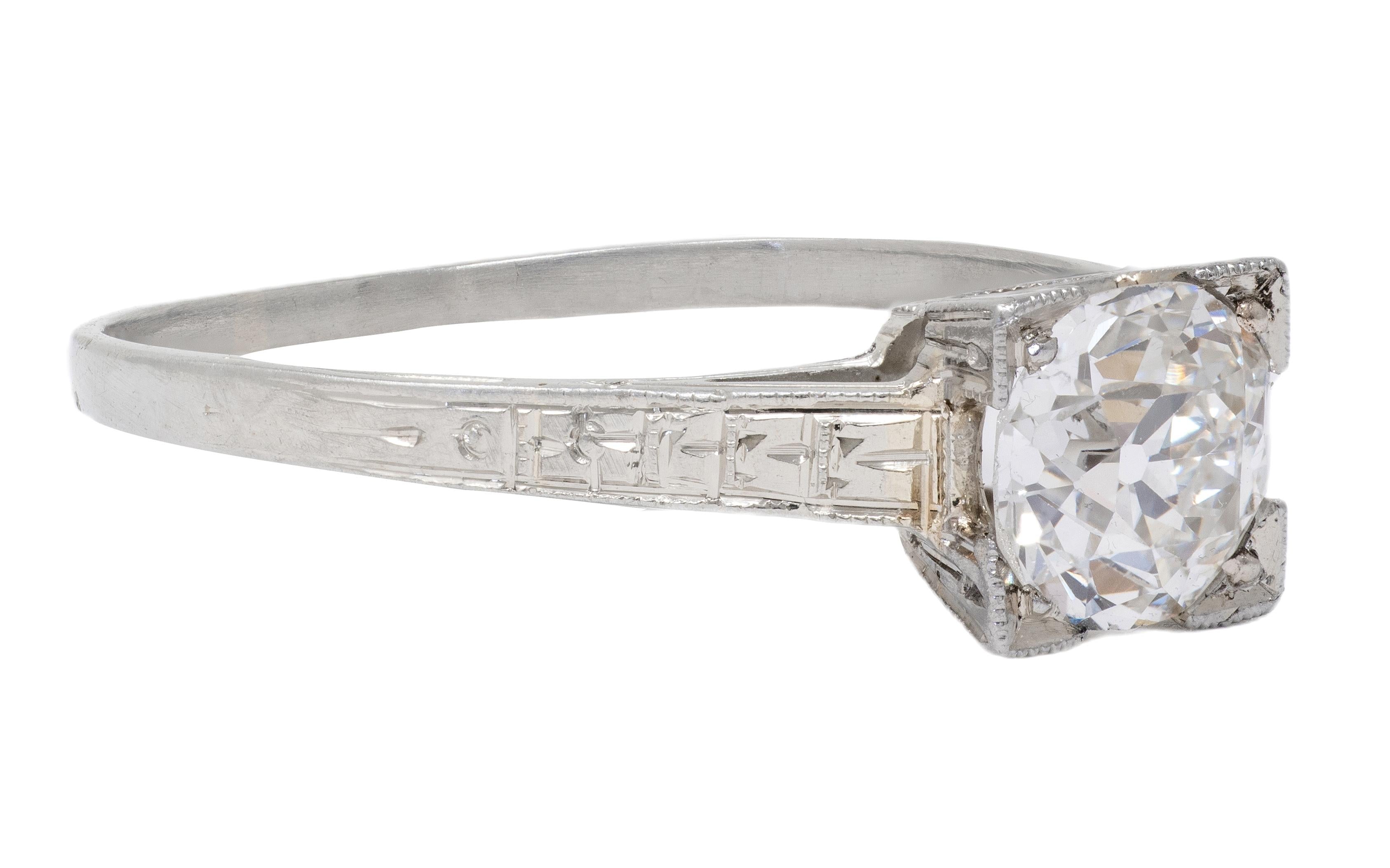Art Deco Old European Diamond 18K Gold Vintage Orange Blossom Engagement Ring