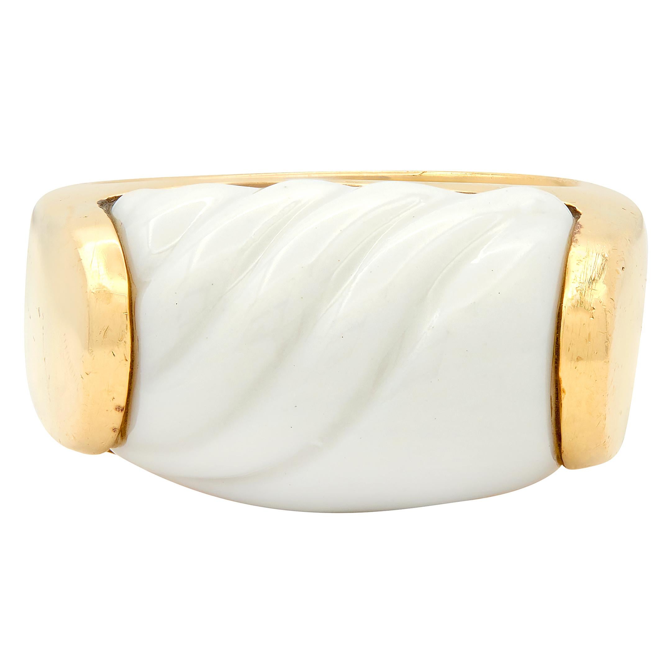 Bvlgari Ceramic 18 Karat Yellow Gold Vintage Chandra Ring