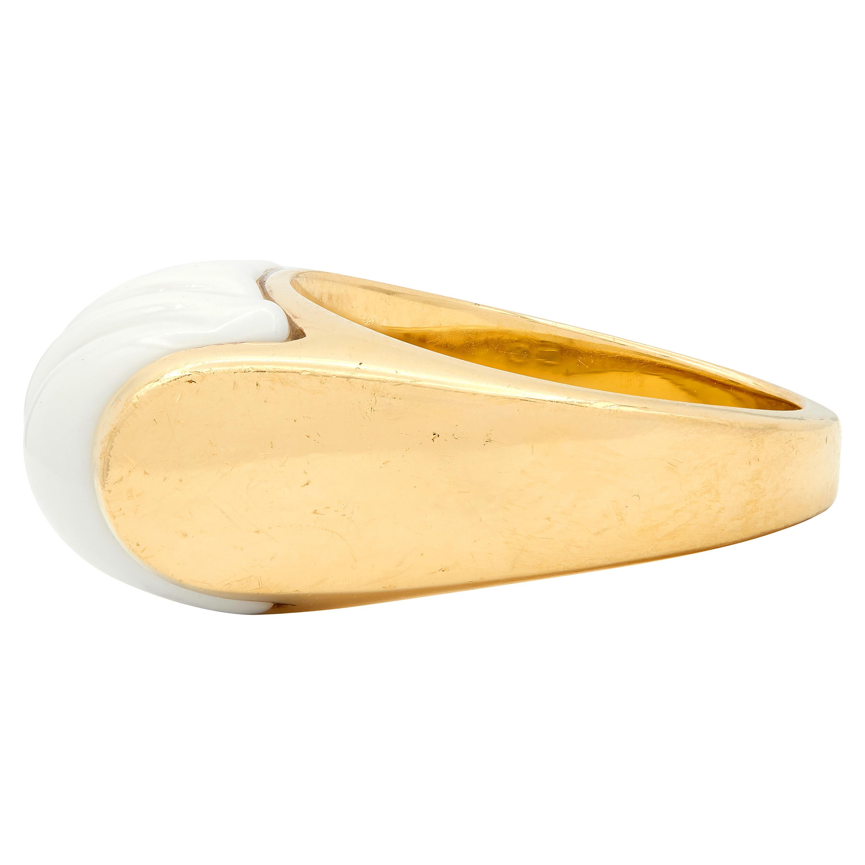 Bvlgari Ceramic 18 Karat Yellow Gold Vintage Chandra Ring