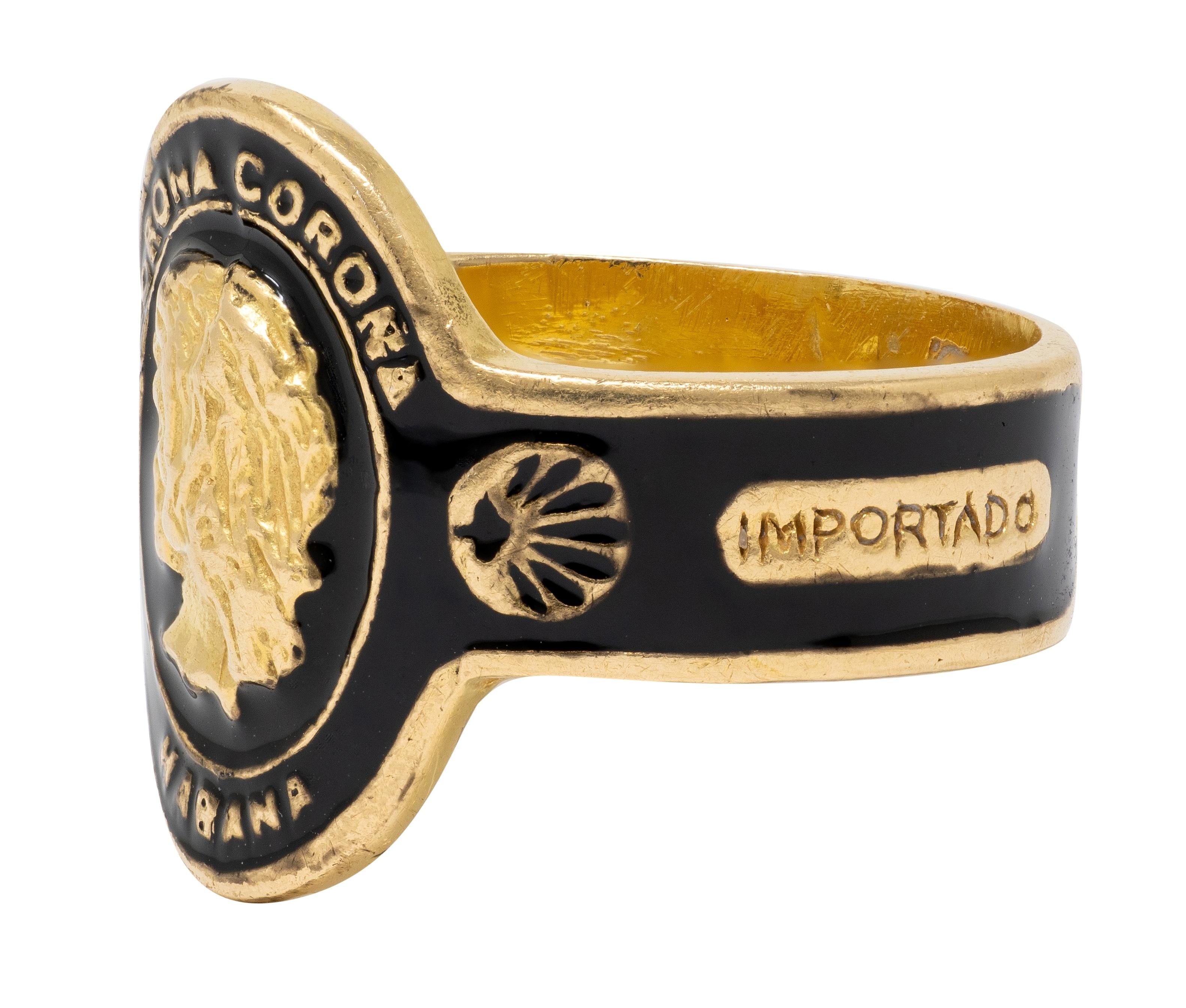 Cartier 1970's Black Enamel 18 Karat Yellow Gold Vintage Unisex Cigar Band Ring