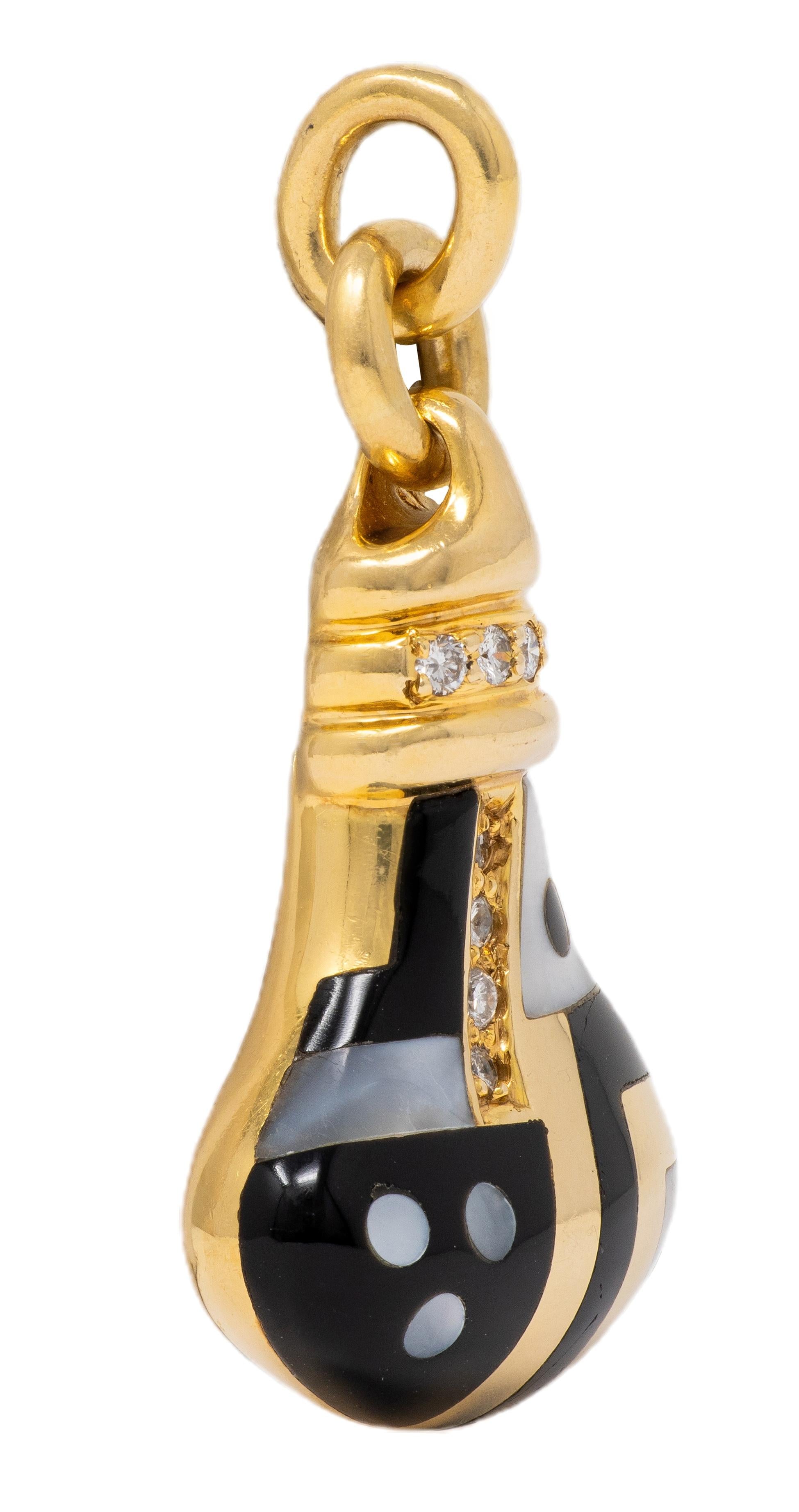 Asch Grossbardt 1980's Multi-Gem Diamond 14K Gold Vintage Bottle Charm