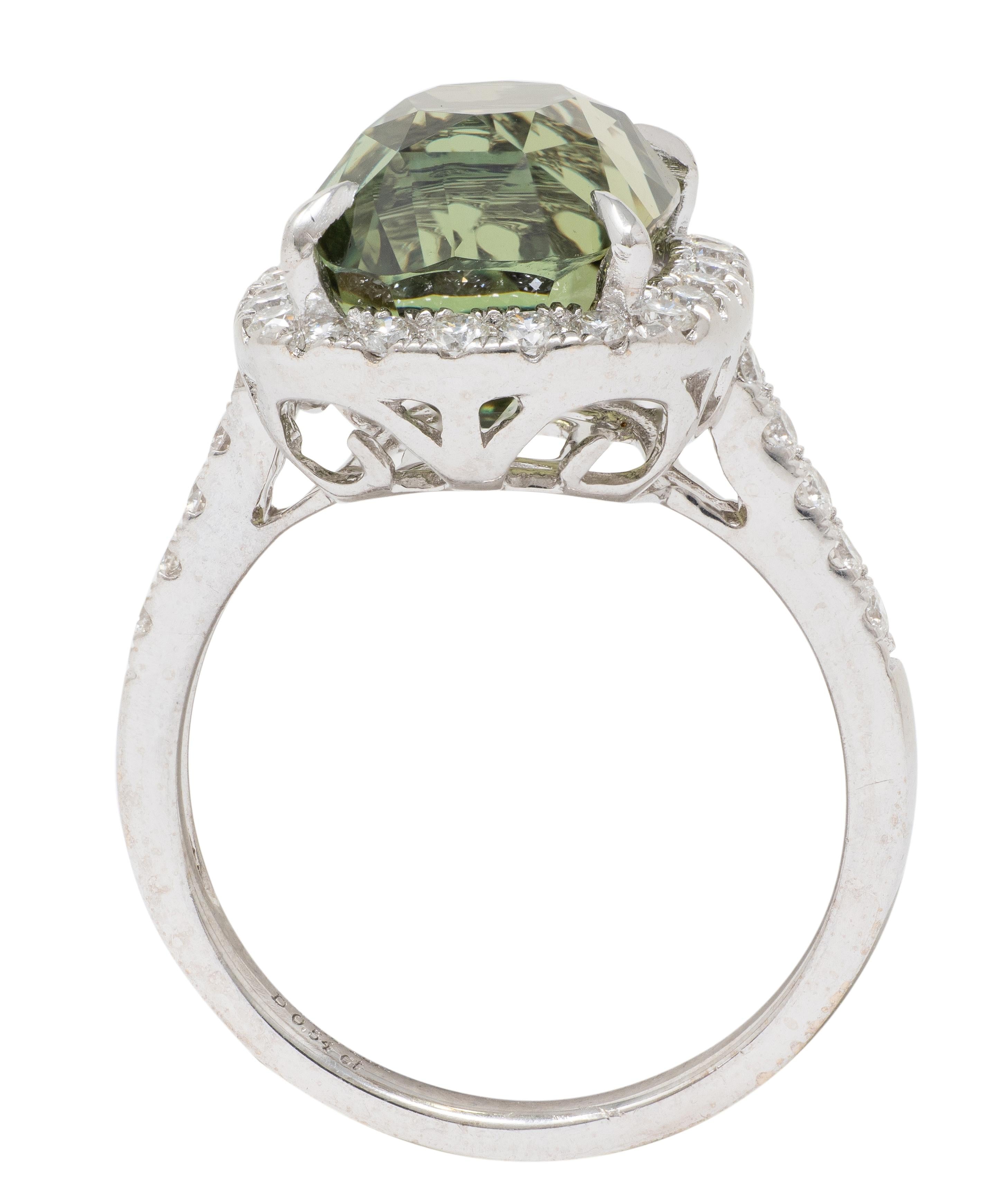 Orianne 2000's 8.65 CTW Alexandrite Diamond 18K White Gold Contemporary Ring