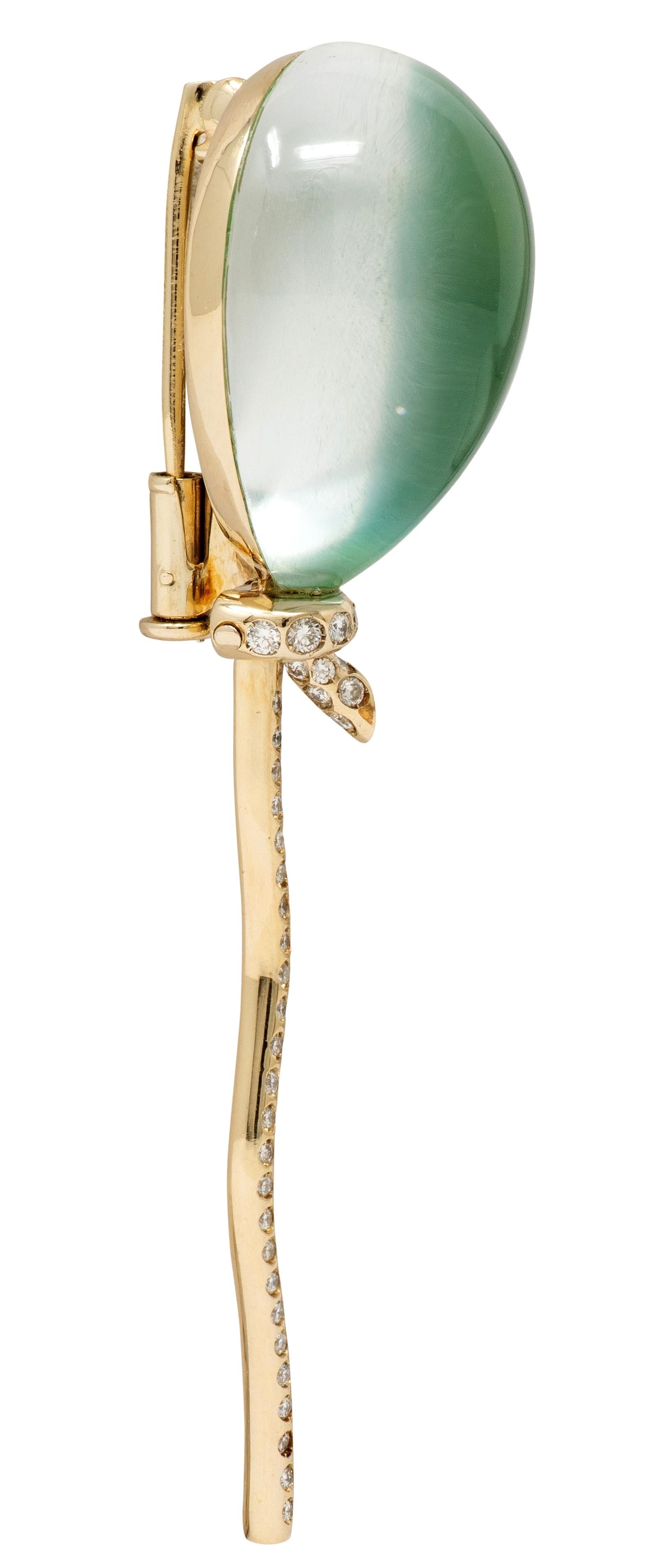 Vhernier 2000's Chrysoprase Diamond 18 Karat Gold Palloncino Balloon Brooch