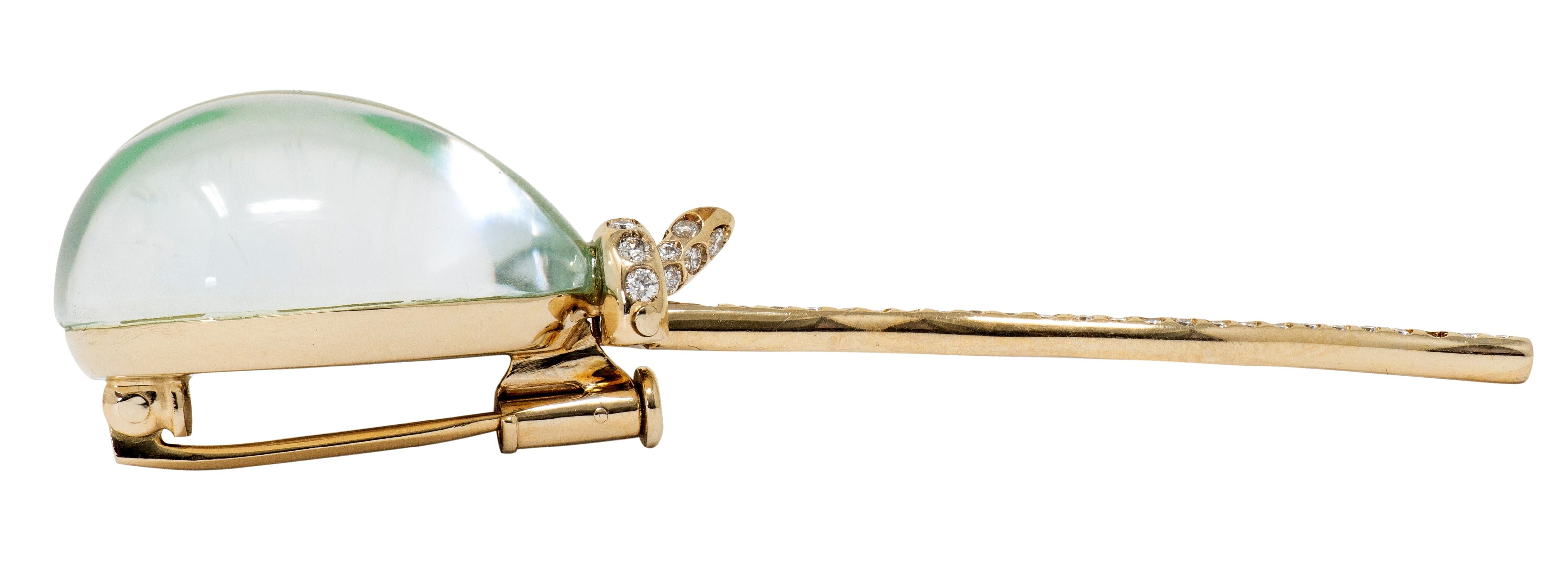 Vhernier 2000's Chrysoprase Diamond 18 Karat Gold Palloncino Balloon Brooch