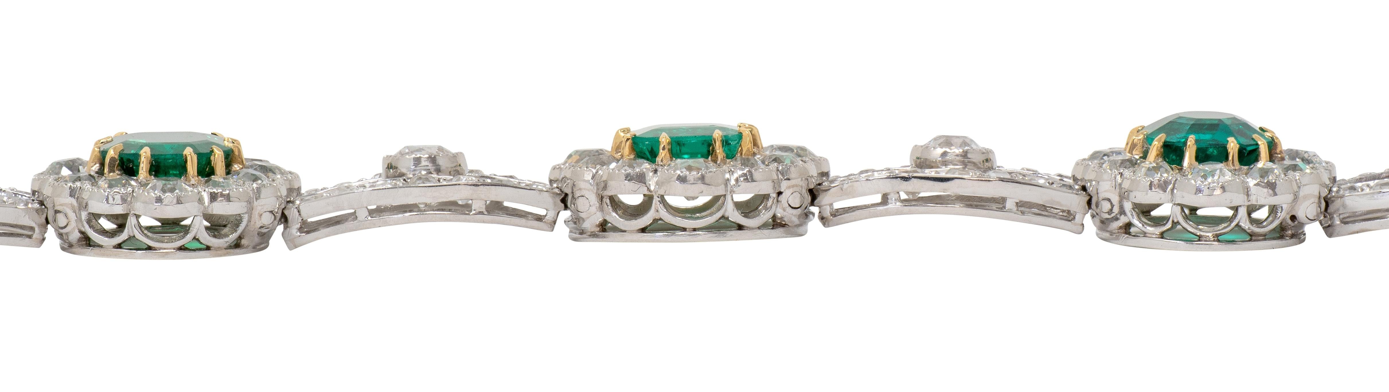 Carrington & Co. 1910 Emerald Diamond 18K Gold Platinum Antique Bow Parure Set