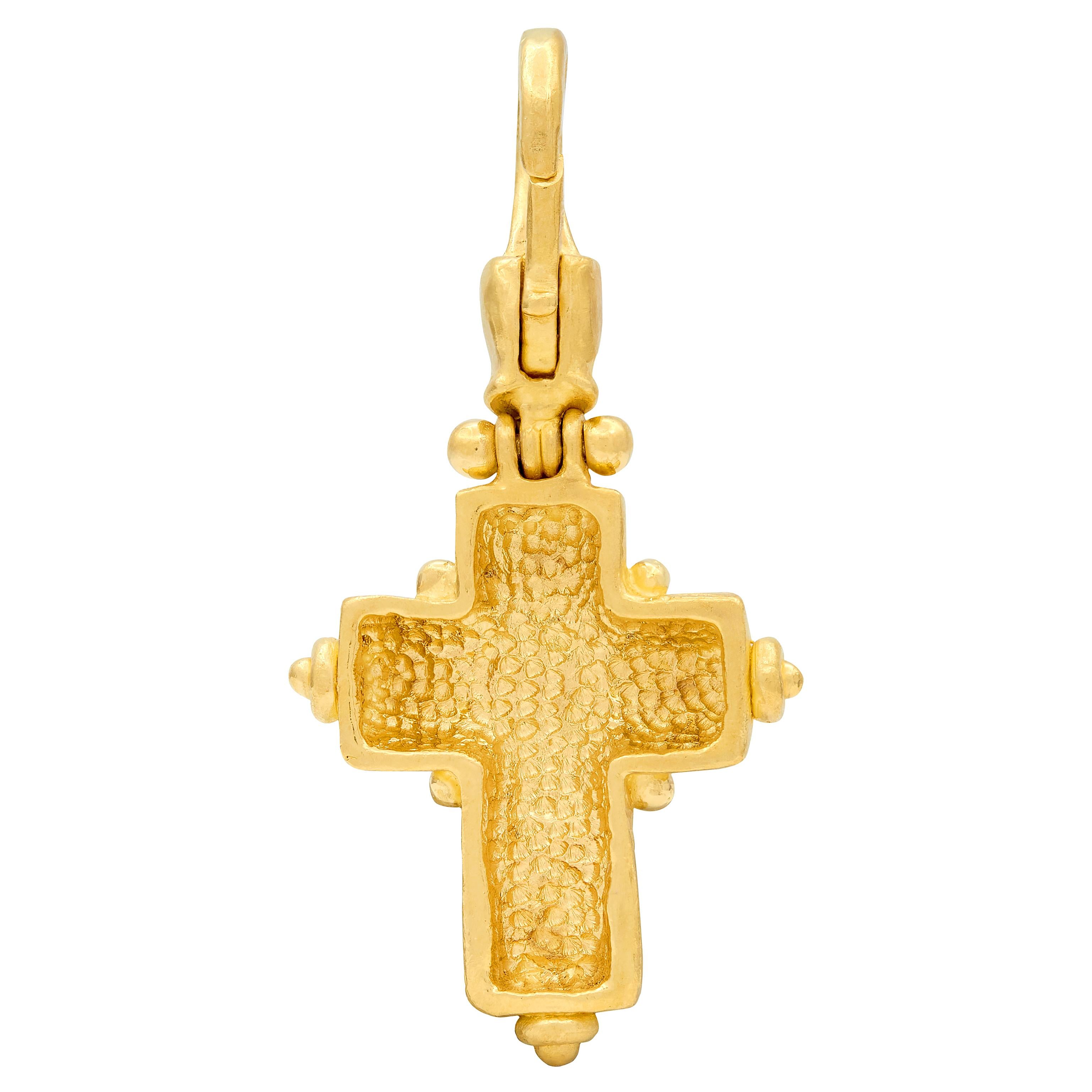 Denise Roberge 1990's 22 Karat Yellow Gold Vintage Ancient Coin Cross Pendant