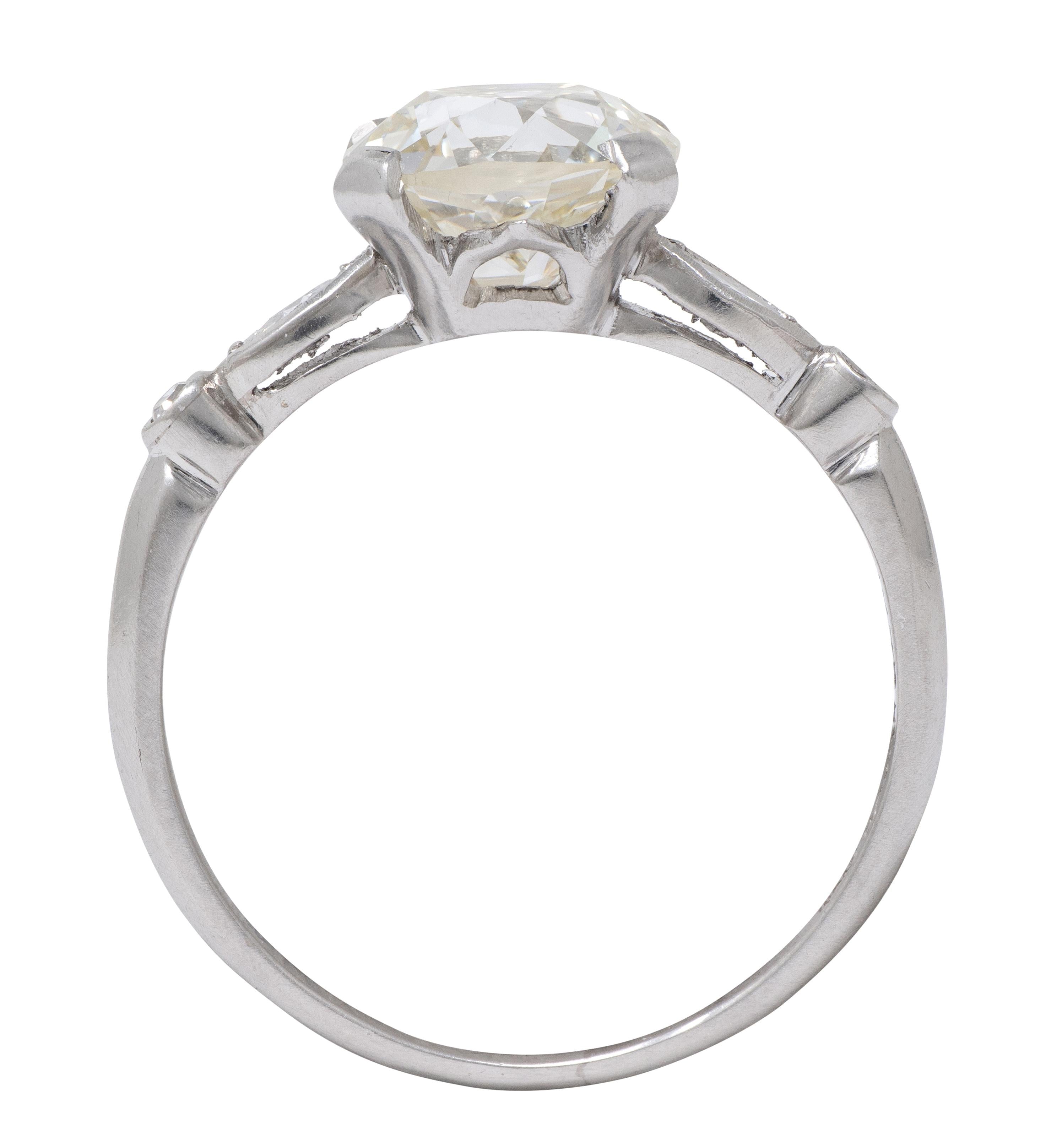 Mid-Century 2.15 CTW Old Mine Diamond Platinum Vintage Engagement Ring GIA