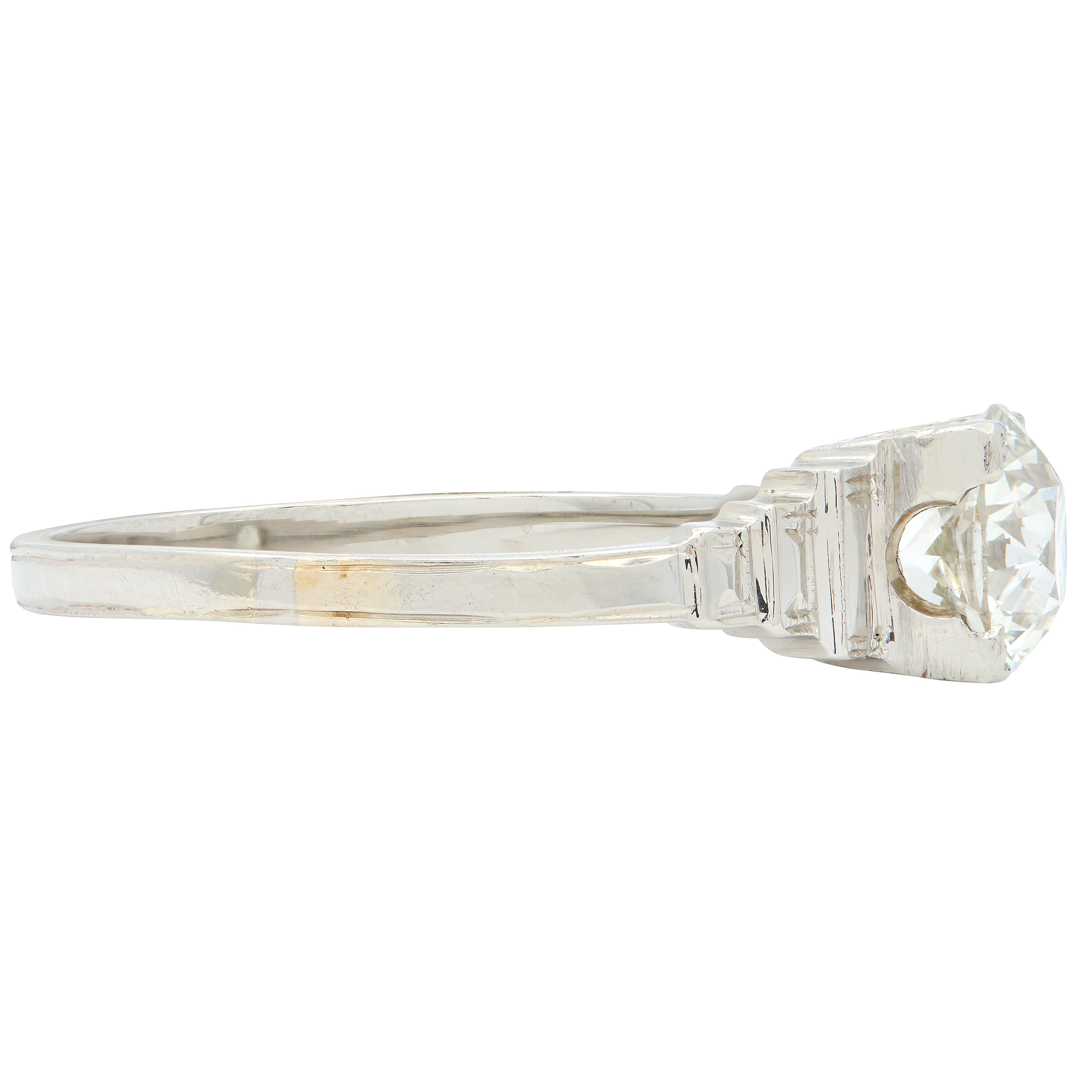 Art Deco 1.23 CTW Old European Cut Diamond Platinum Vintage Engagement Ring GIA