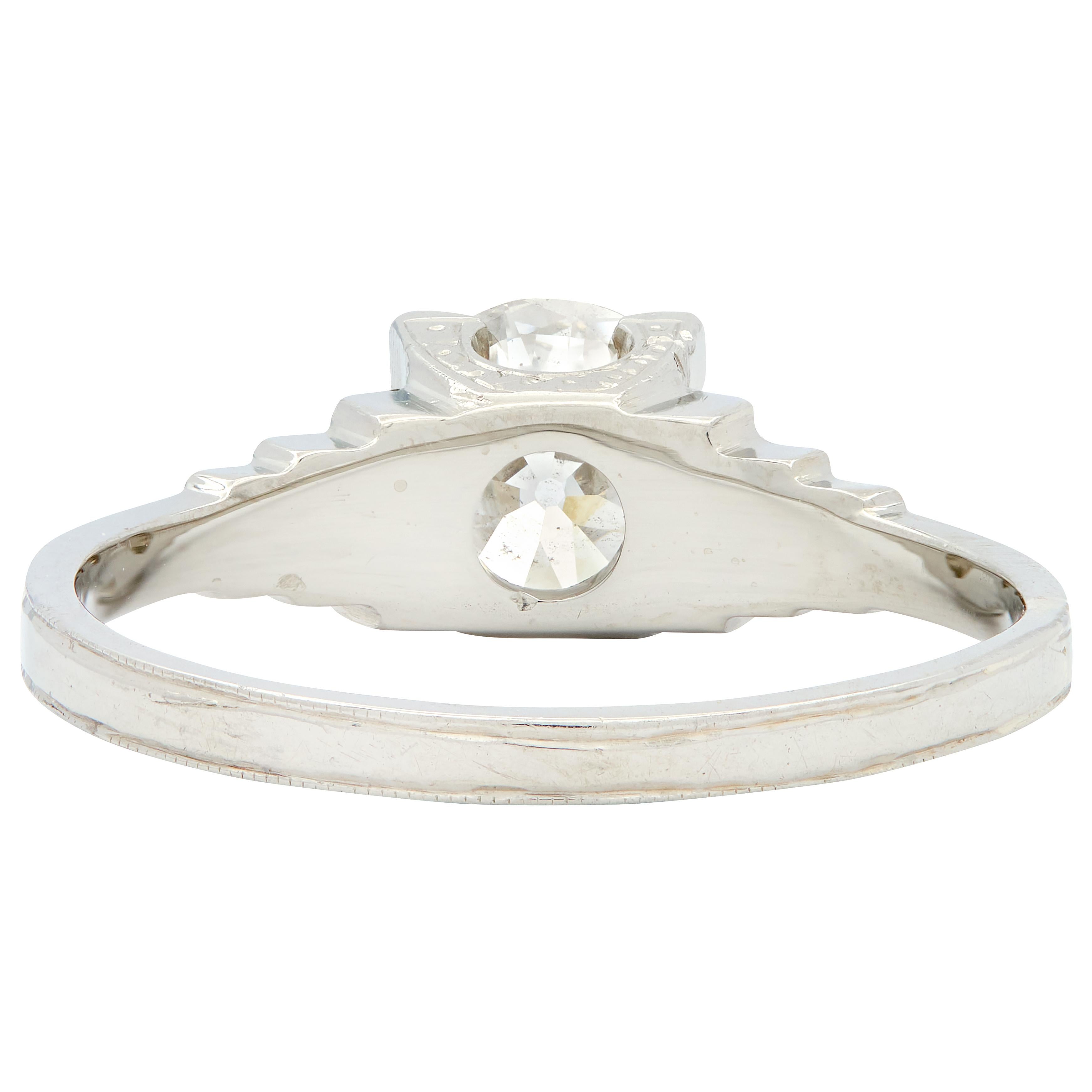 Art Deco 1.23 CTW Old European Cut Diamond Platinum Vintage Engagement Ring GIA