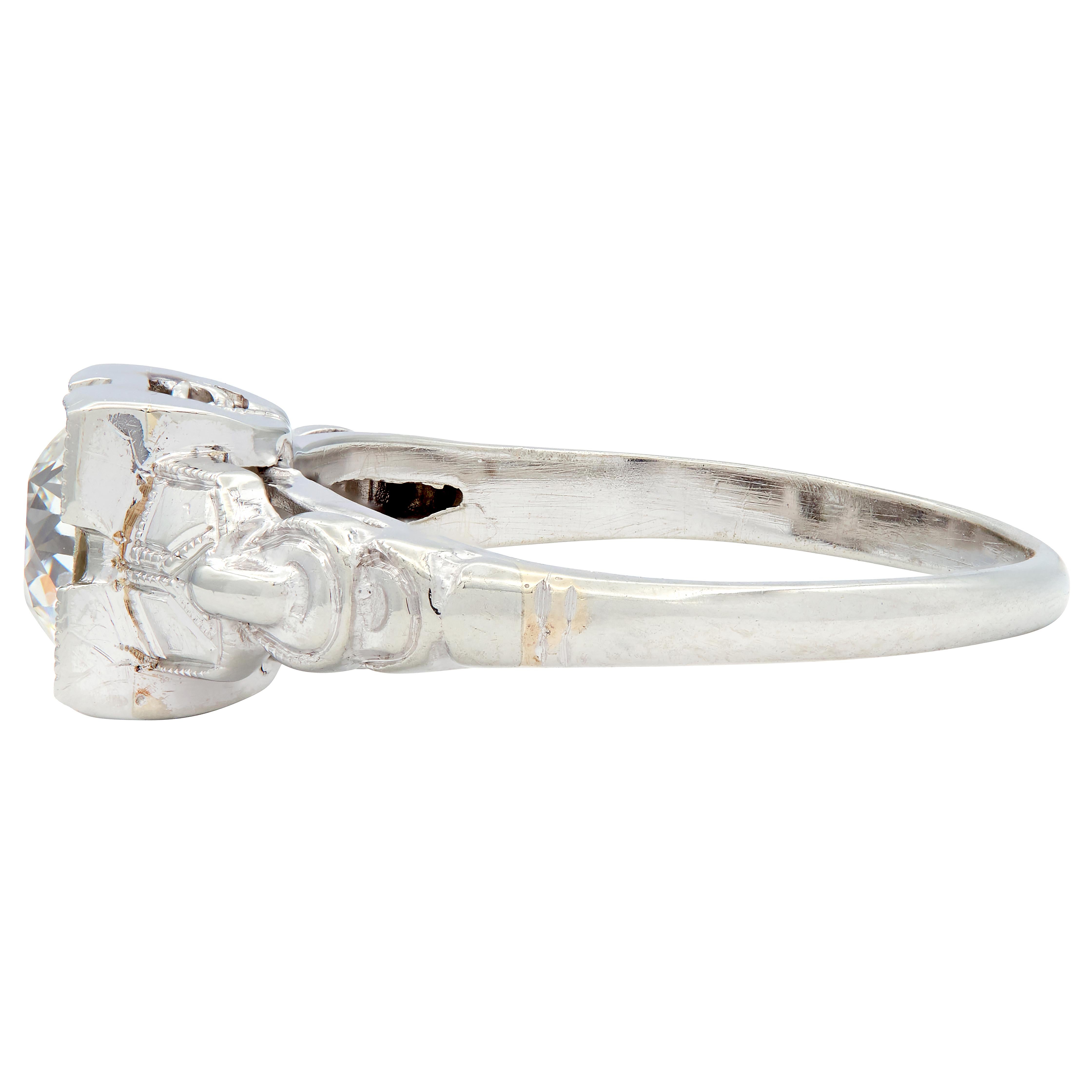 Retro 0.64 CTW Old Mine Cut Diamond 14 Karat Vintage Engagement Ring GIA