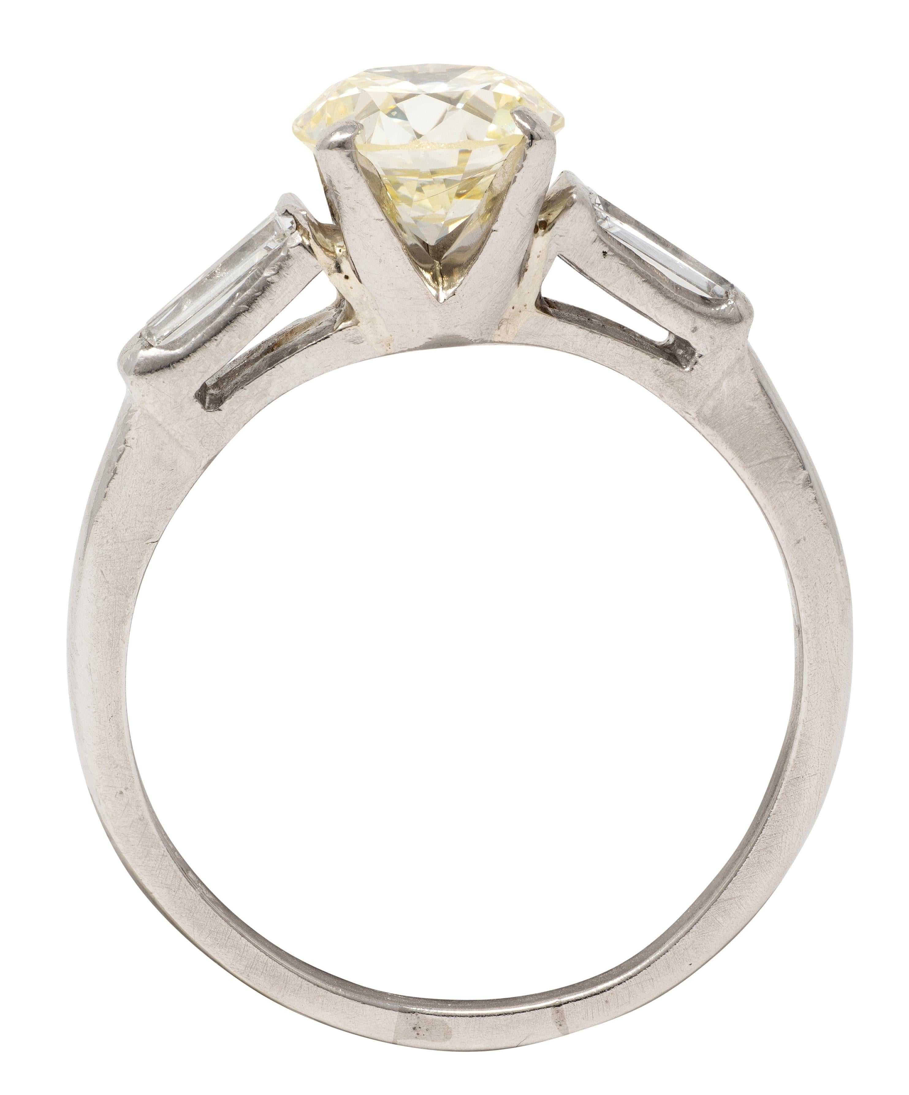 Mid-Century 1.50 CTW Transitional Cut Diamond Platinum Vintage Engagement Ring
