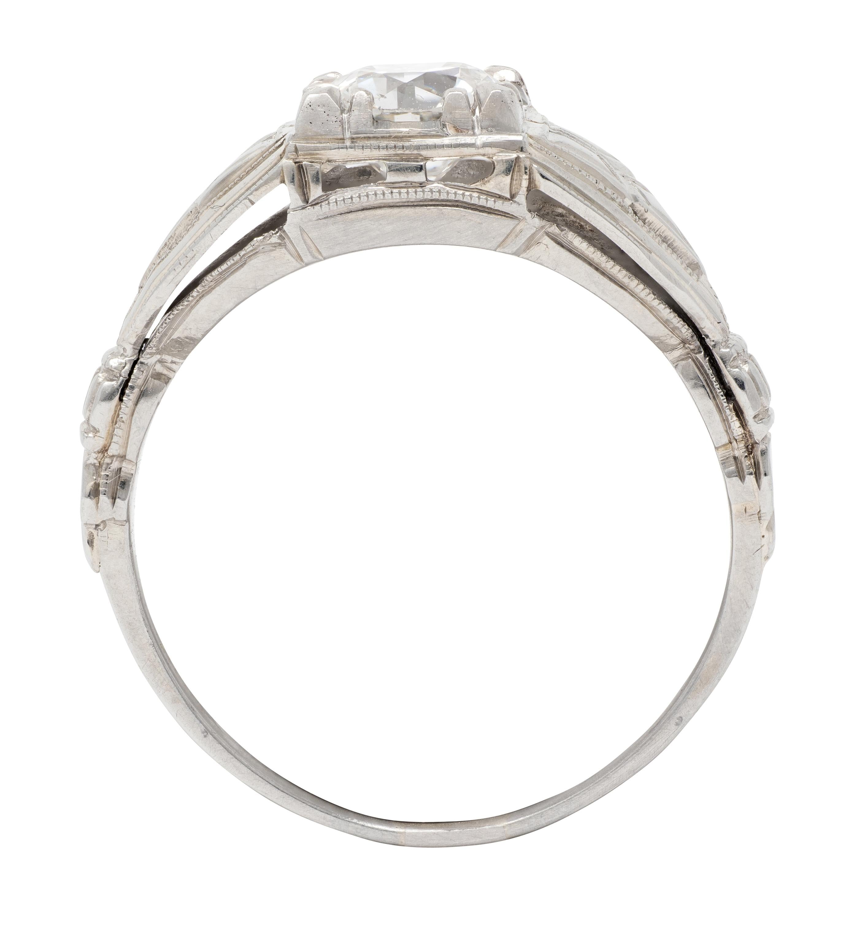 Art Deco Old European Diamond 14K Gold Vintage Geometric Engagement Ring GIA