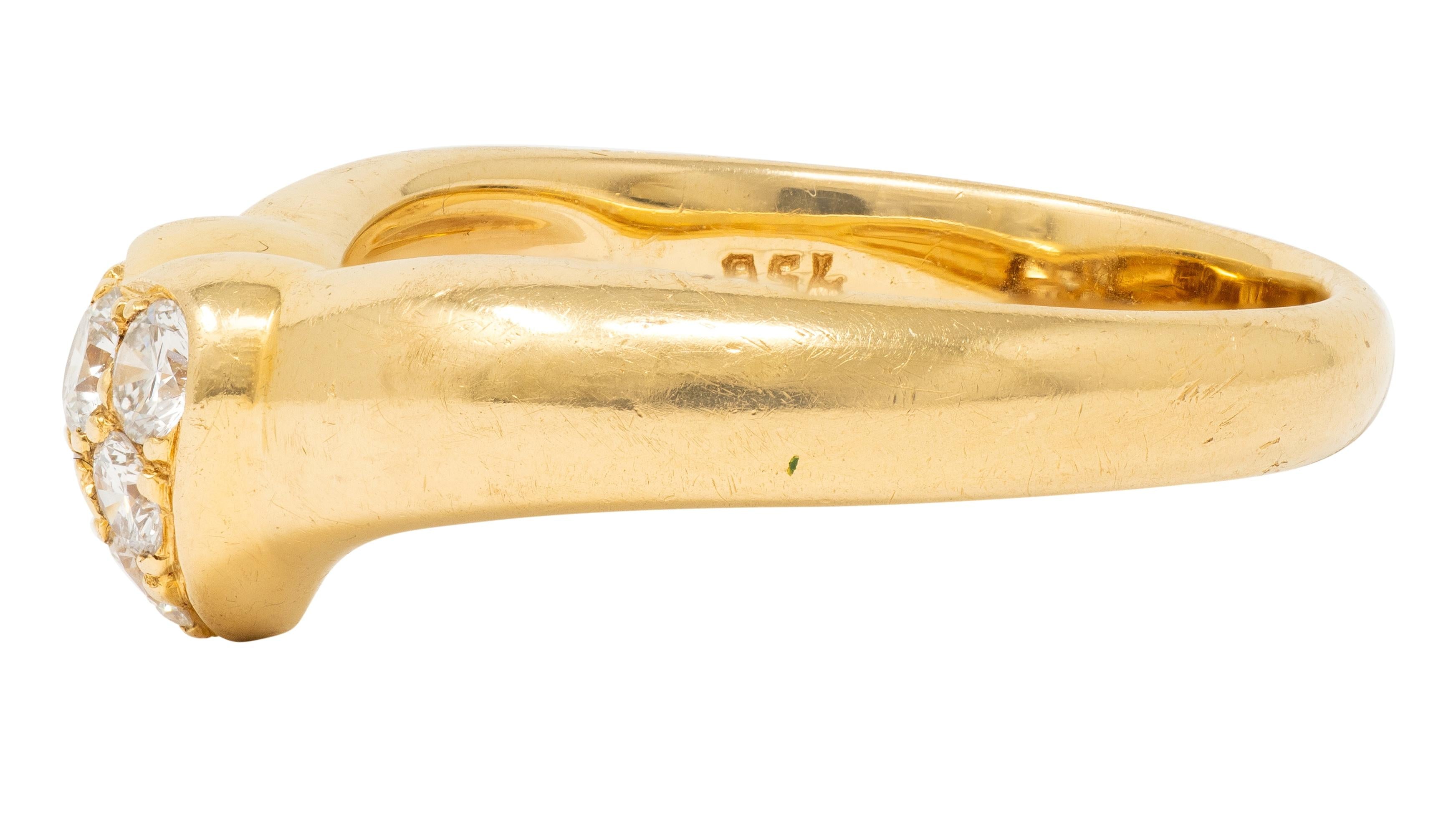 Tiffany & Co. 1990's Diamond 18 Karat Yellow Gold Vintage Puffy Heart Ring