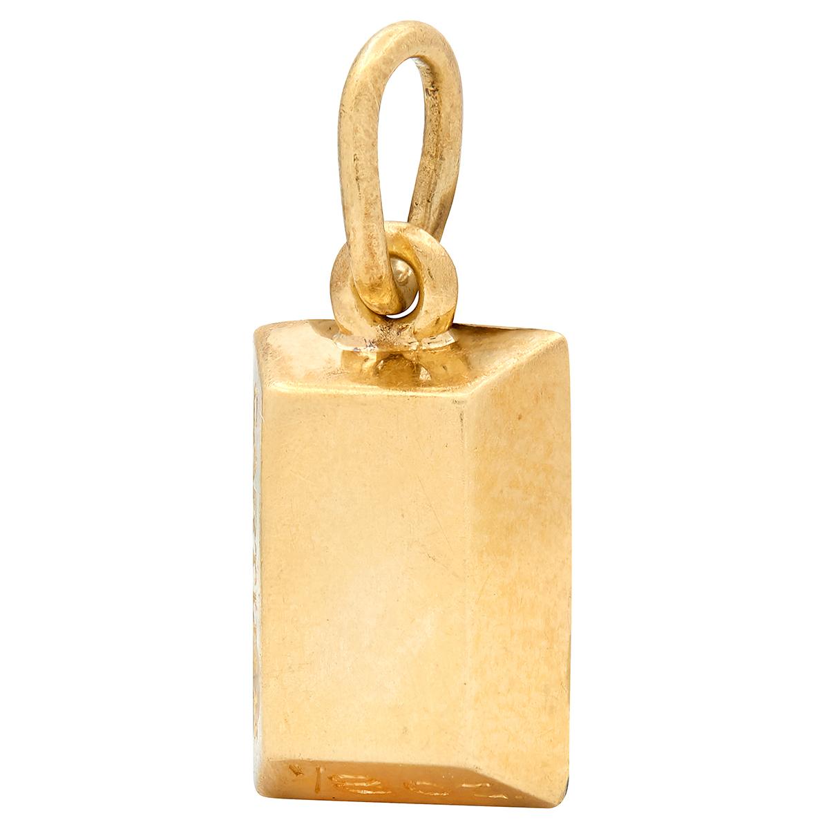 Cartier 1970's 18 Karat Yellow Gold Vintage 1/8 Oz. Gold Brick Ingot Pendant