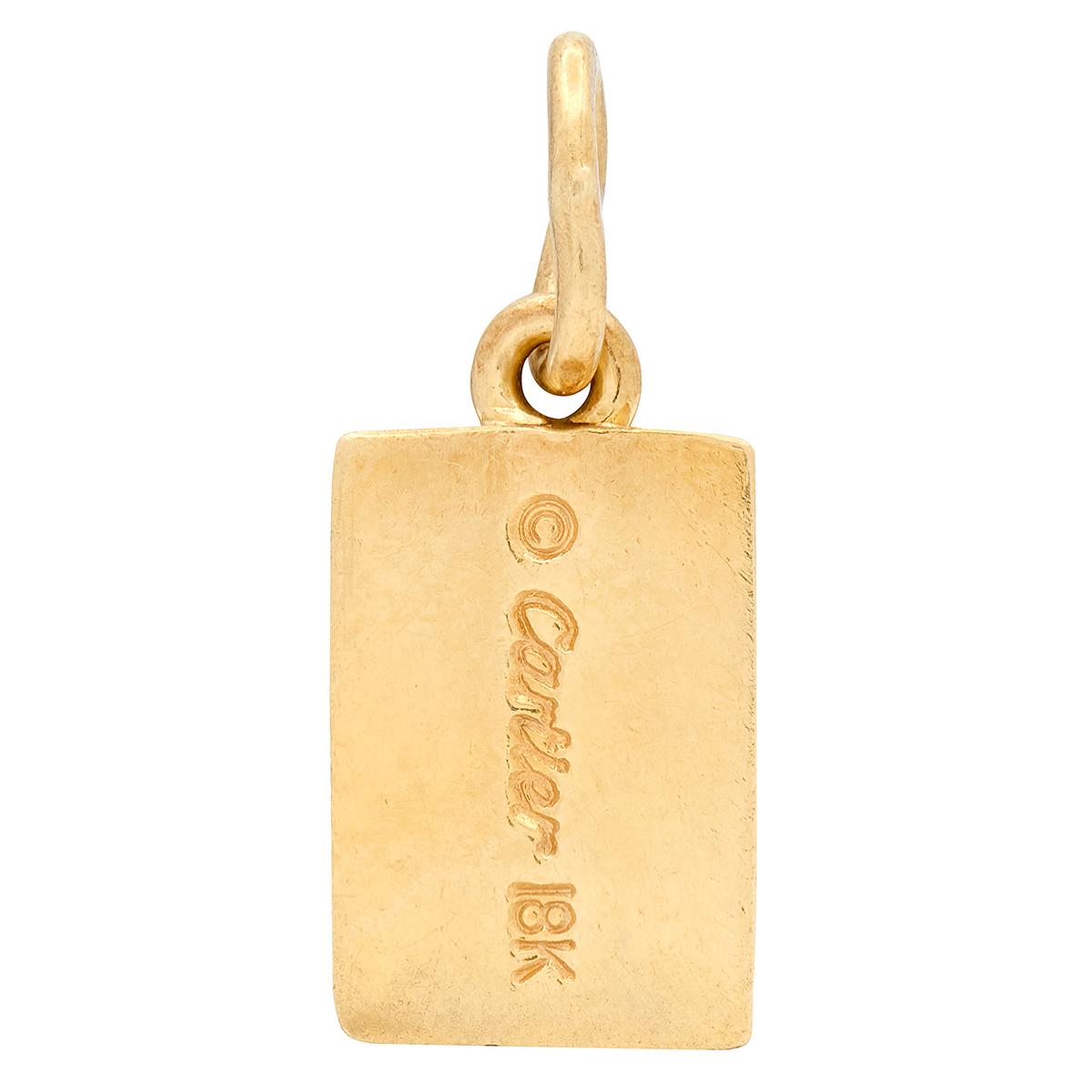 Cartier 1970's 18 Karat Yellow Gold Vintage 1/8 Oz. Gold Brick Ingot Pendant