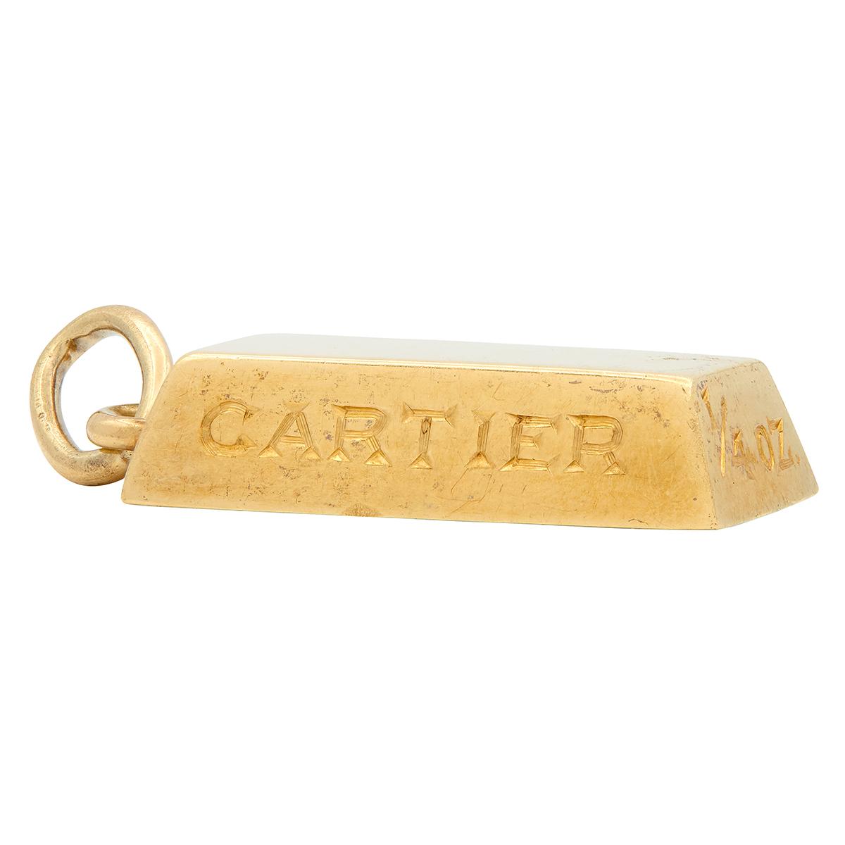 Cartier 1970's 18 Karat Yellow Gold Vintage 1/4 Oz. Gold Bar Ingot Pendant