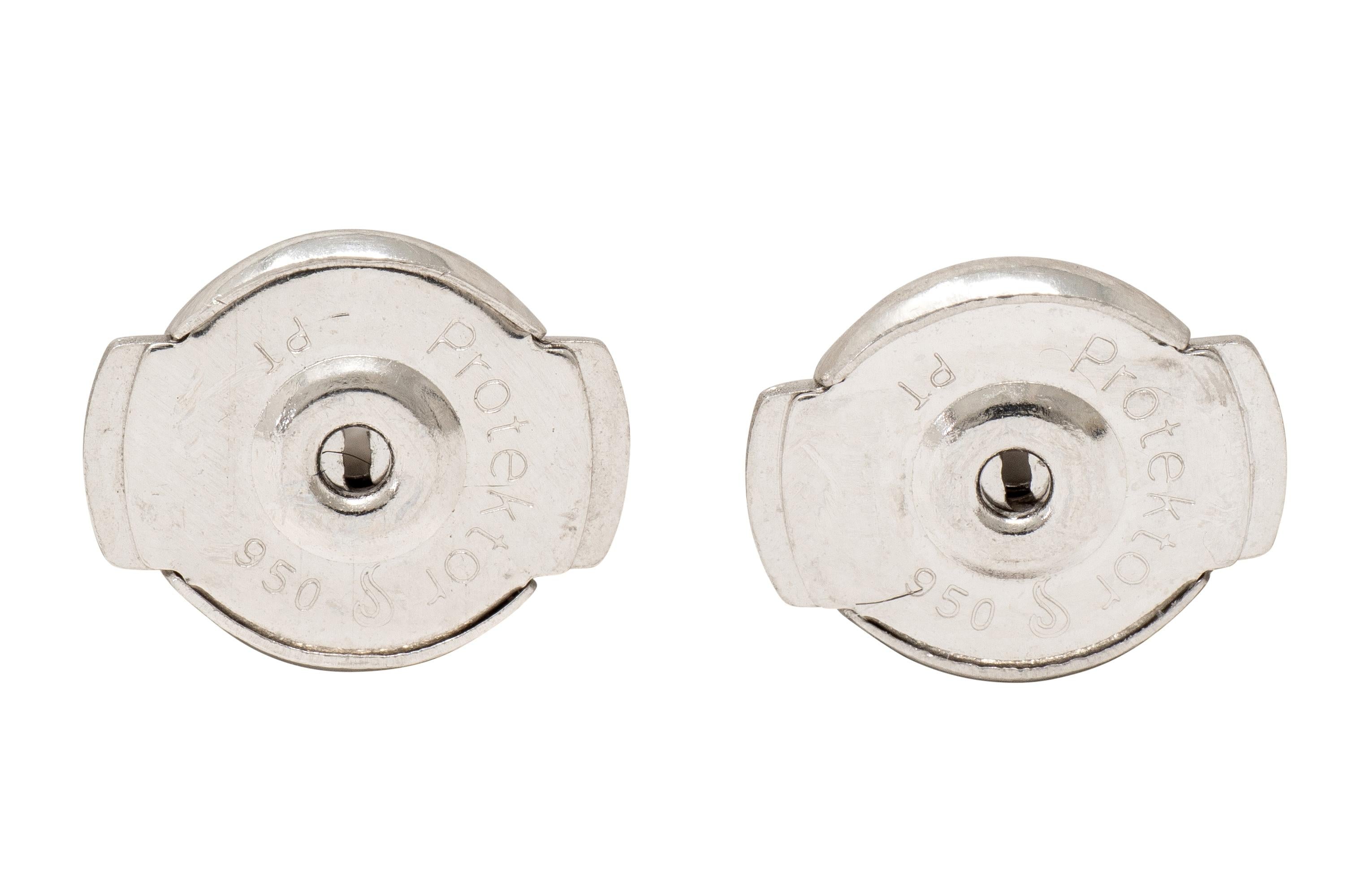 2000's 2.66 CTW Round Diamond Platinum Contemporary Martini Stud Earrings GIA