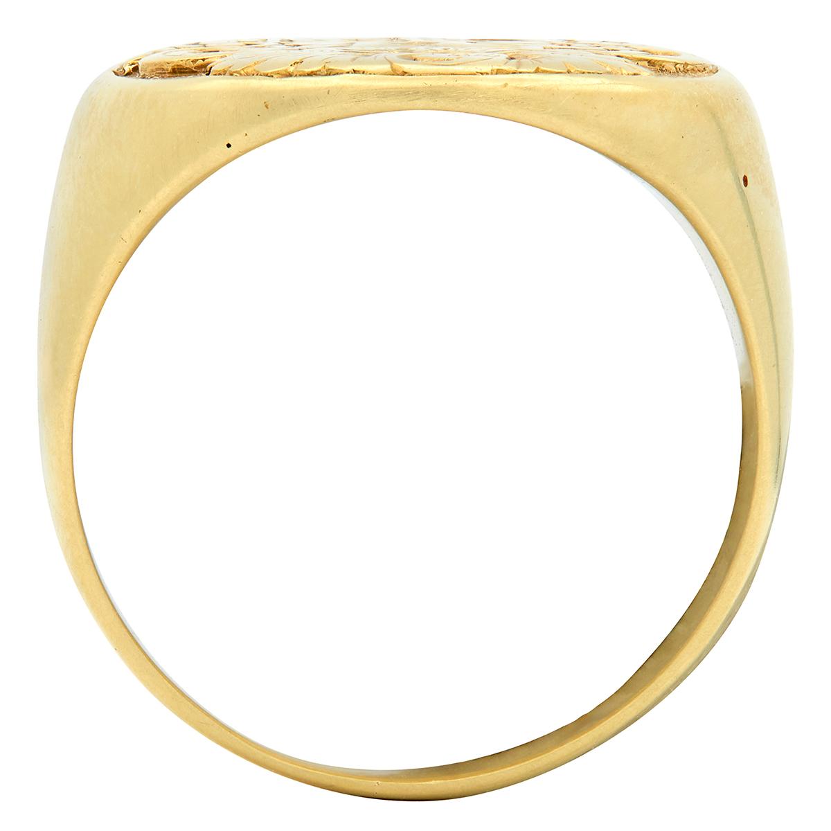 Allsopp Victorian 18 Karat Yellow Gold Antique Heraldic Crest Unisex Signet Ring