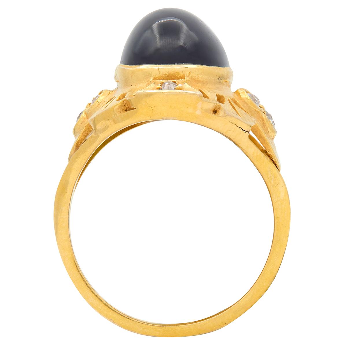 Art Nouveau Tourmaline Diamond 14 Karat Yellow Gold Antique Ginkgo Leaf Ring