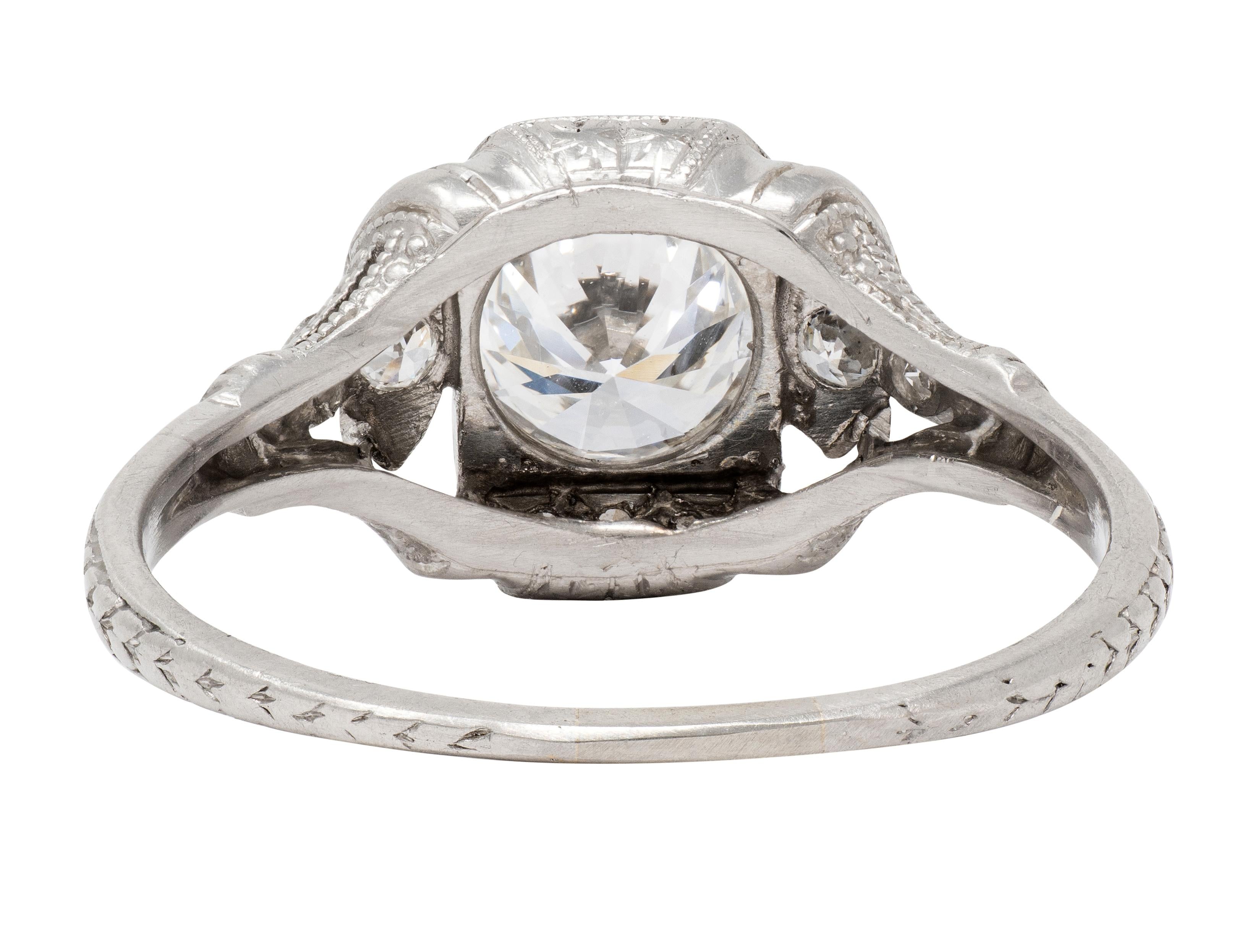 Art Deco 0.95 CTW Diamond Platinum Vintage Wheat Orange Blossom Engagement Ring