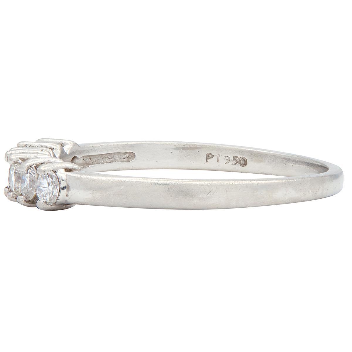 Mid-Century 0.35 CTW Diamond Platinum Vintage Wedding Band Ring