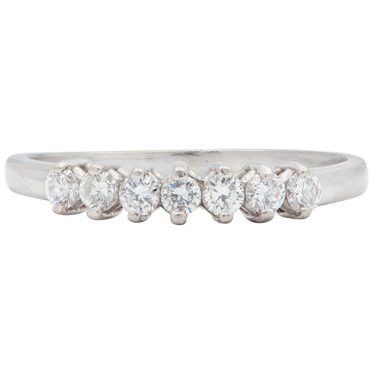 Mid-Century 0.35 CTW Diamond Platinum Vintage Wedding Band Ring