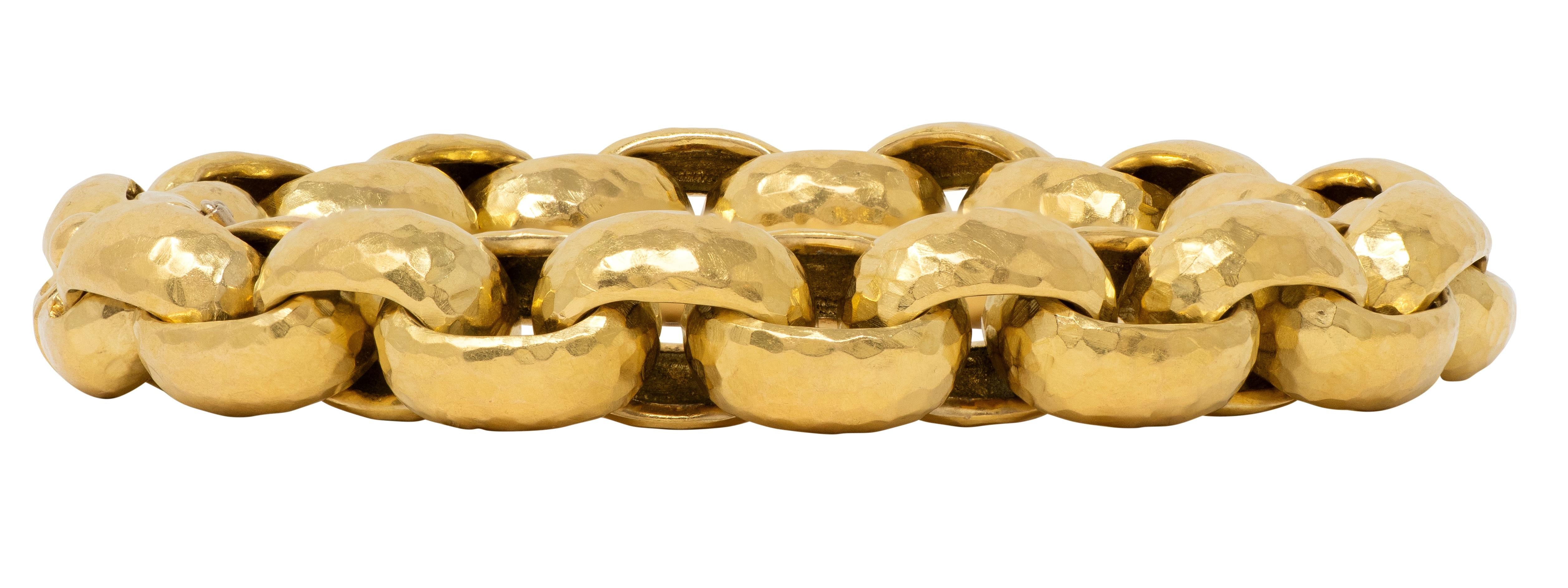 Tiffany & Co. Paloma Picasso 1989 18K Gold Vintage Hammered Rollo Link Bracelet