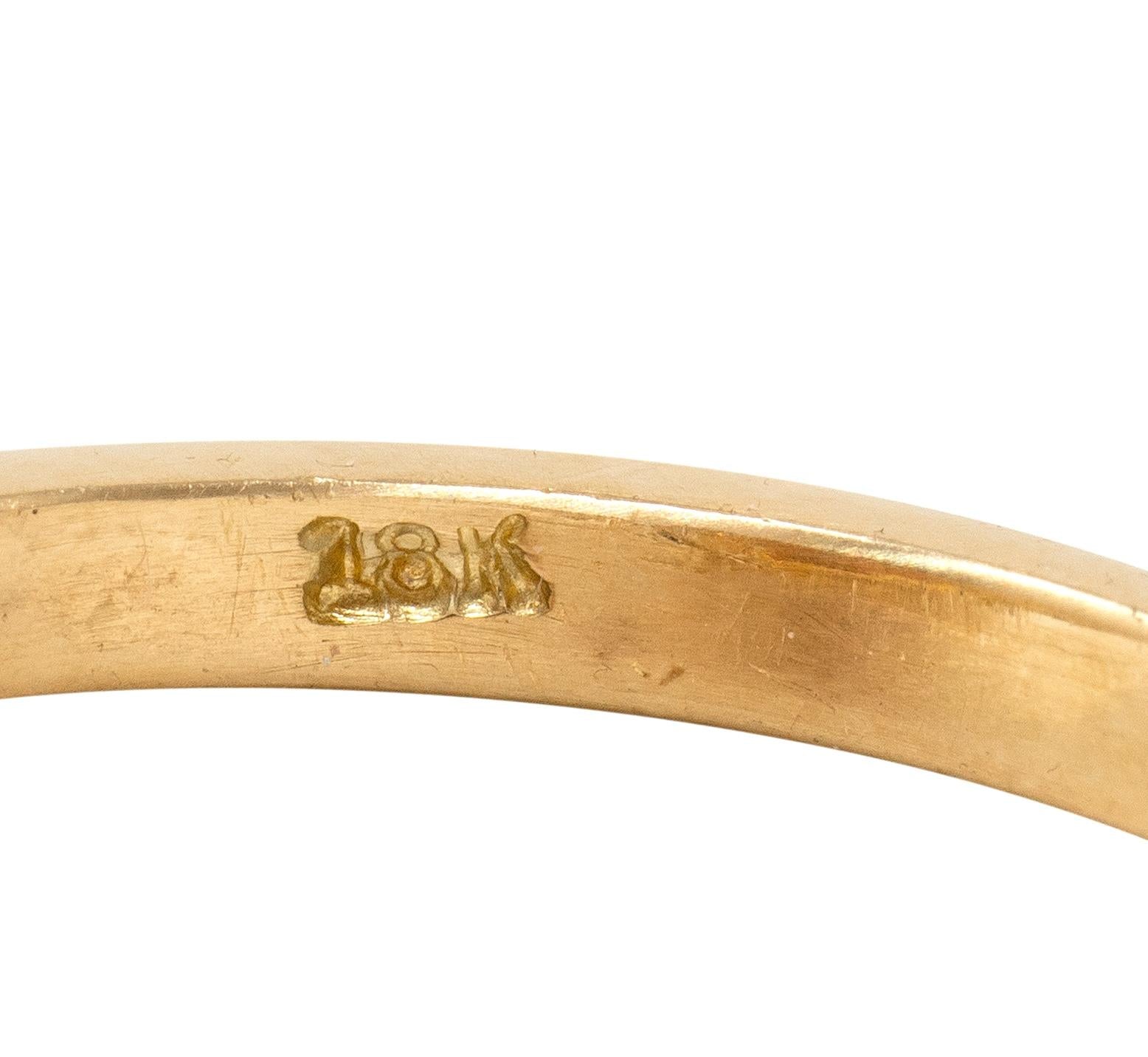 1980's Rubellite Tourmaline Diamond 18 Karat Yellow Gold Vintage Cocktail Ring