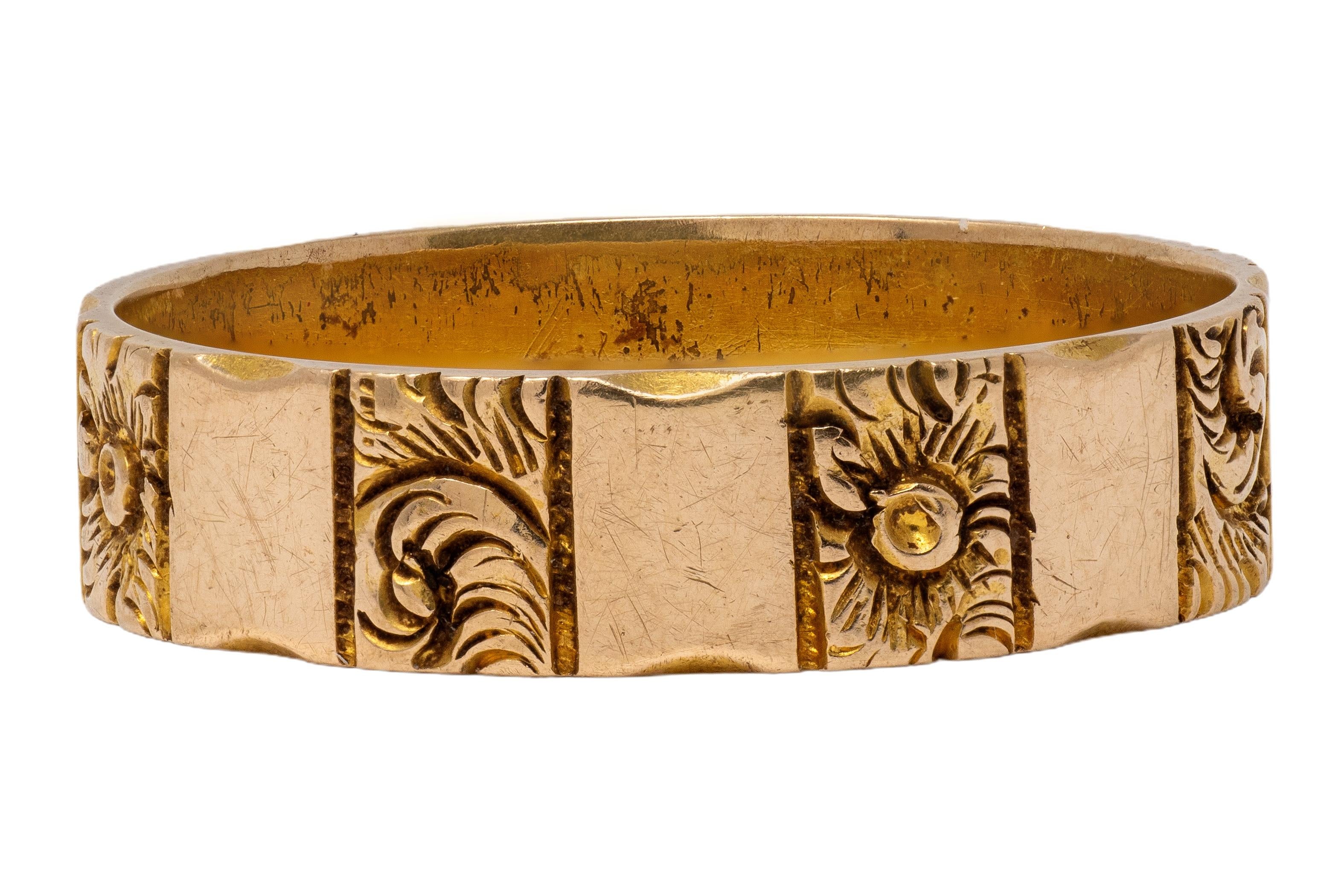 Victorian 18 Karat Rose Gold Antique Orange Blossom Scroll Wedding Band Ring