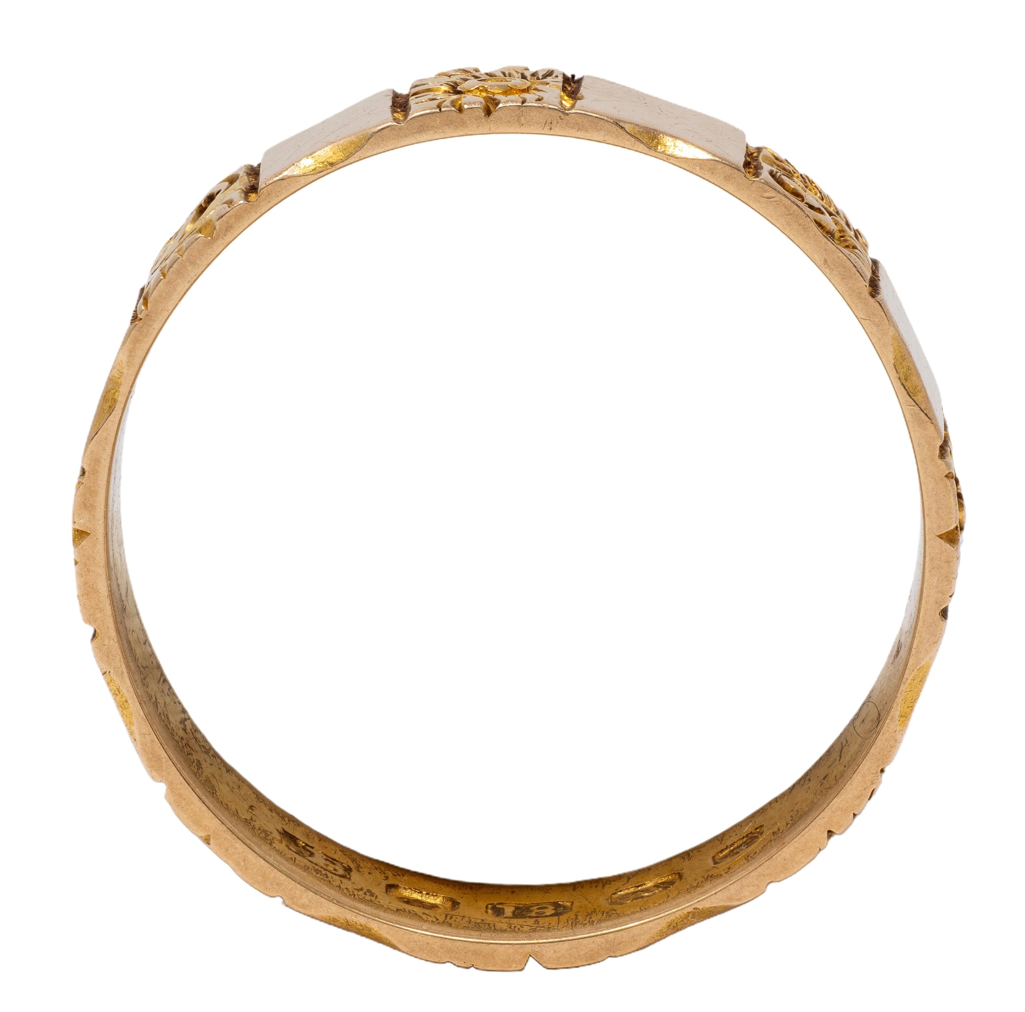 Victorian 18 Karat Rose Gold Antique Orange Blossom Scroll Wedding Band Ring
