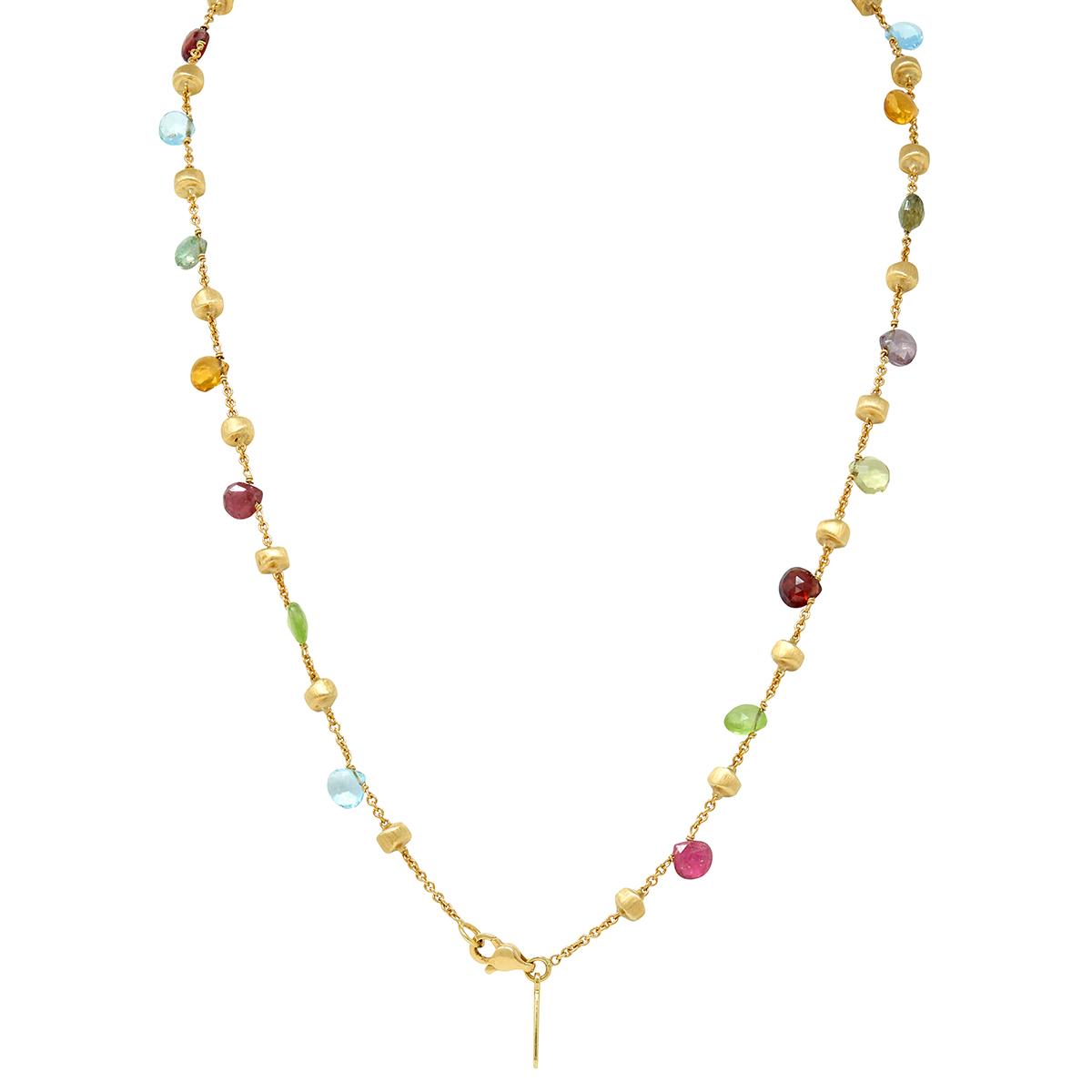 Marco Bicego 2000's Diamond Multi-Gem 18K Gold Contemporary Paradise Necklace