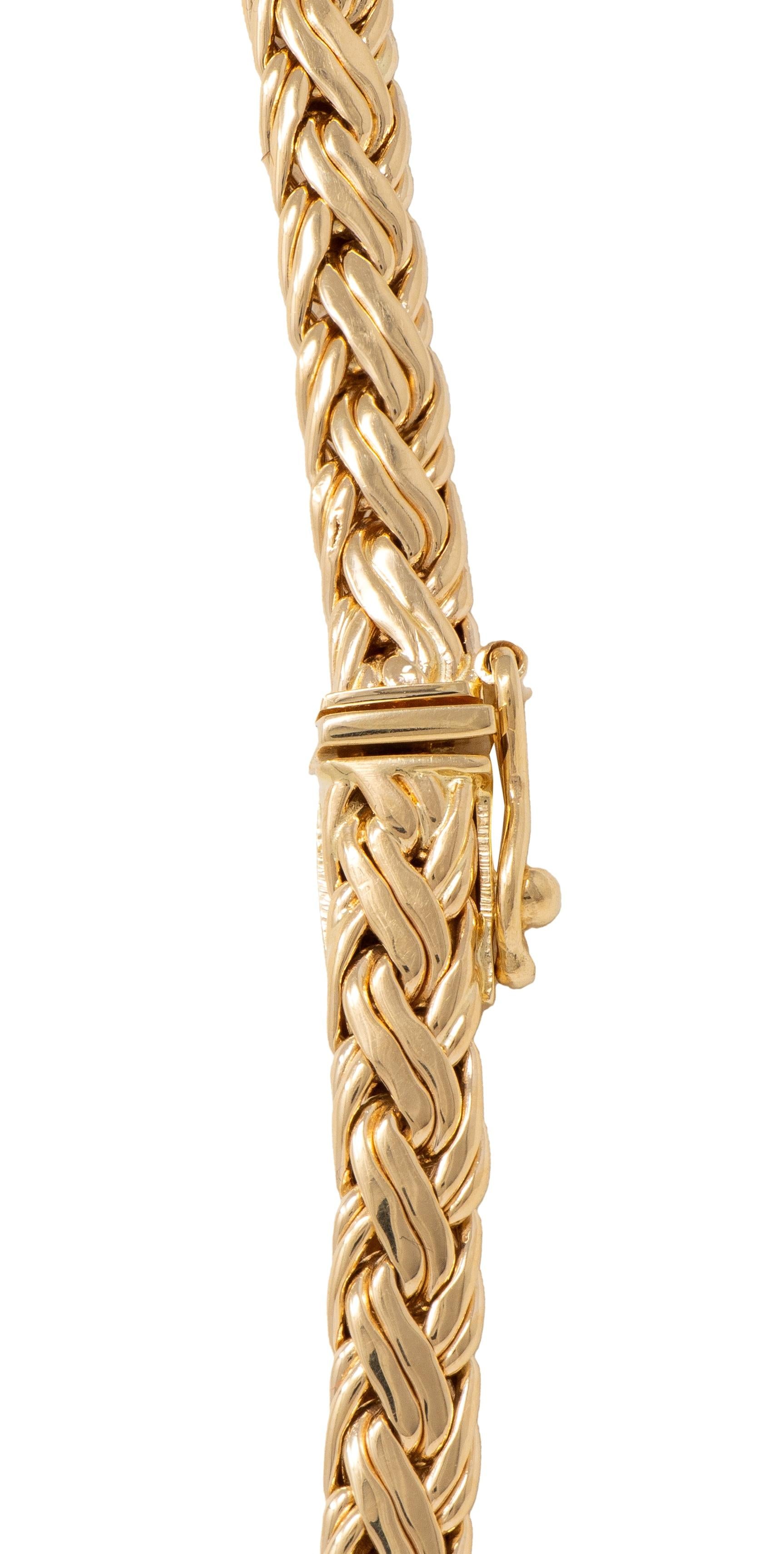 Tiffany & Co. 1990's 14 Karat Yellow Gold Vintage Woven Wheat Link Necklace