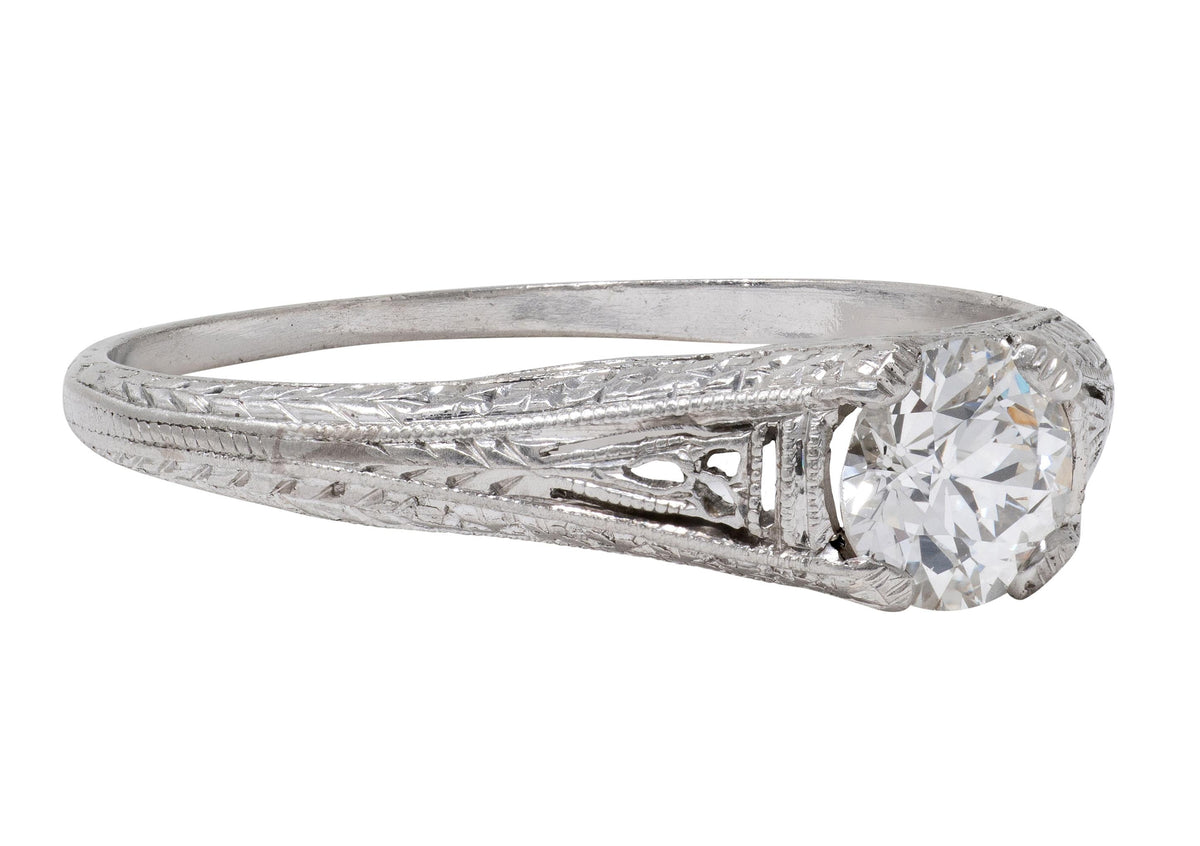 Art Deco 0.47 CT Diamond Platinum Vintage Orange Blossom Engagement Ring