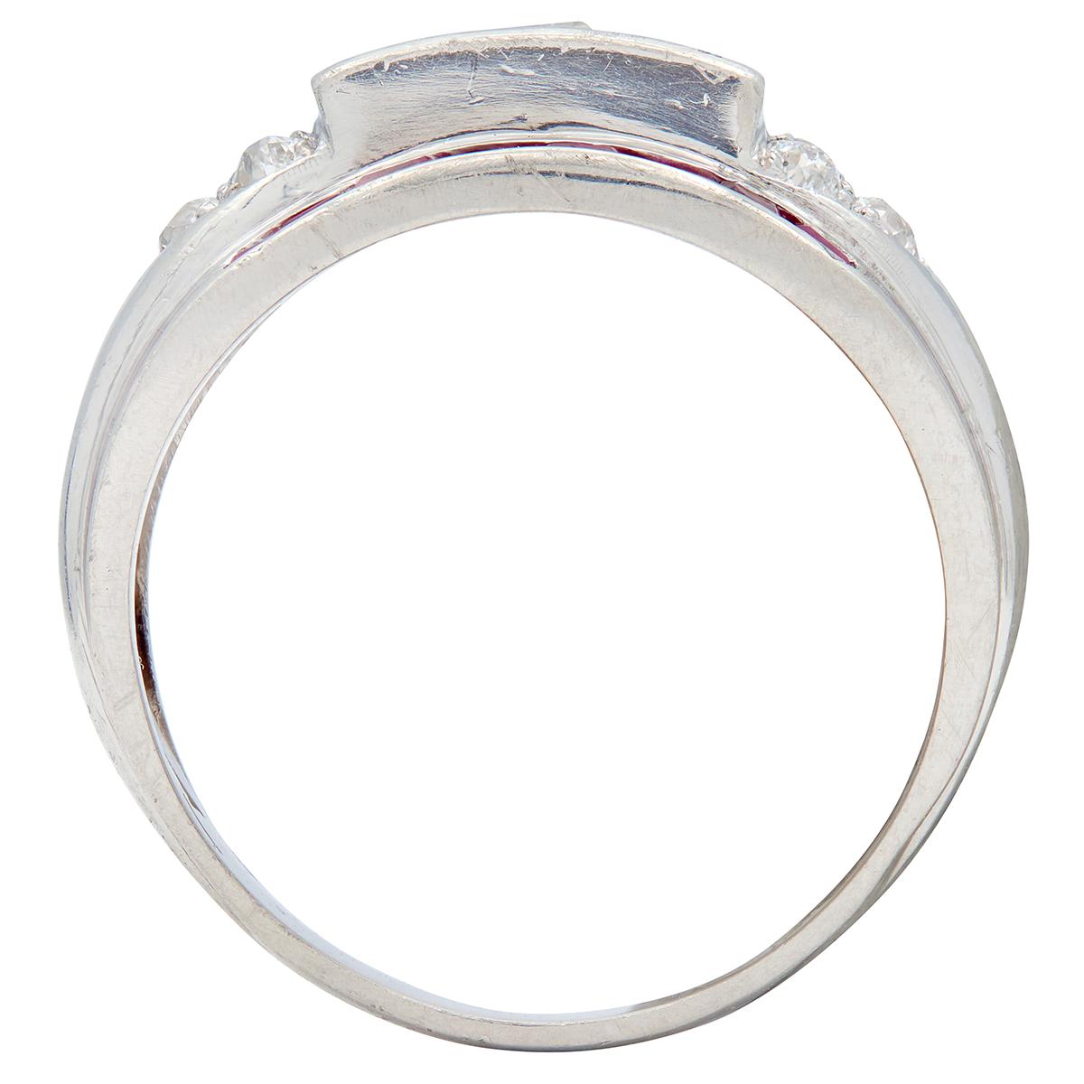 Art Deco 1.88 CTW Ruby Diamond Platinum Vintage Wide Band Ring