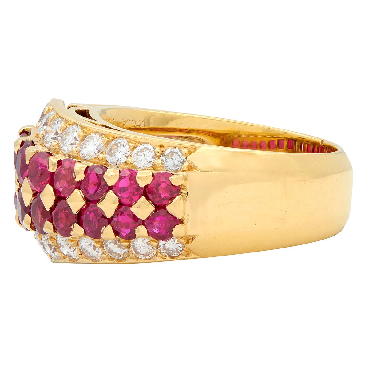 Van Cleef & Arpels French 1980's Ruby Diamond 18K Gold Vintage Buckle Ring