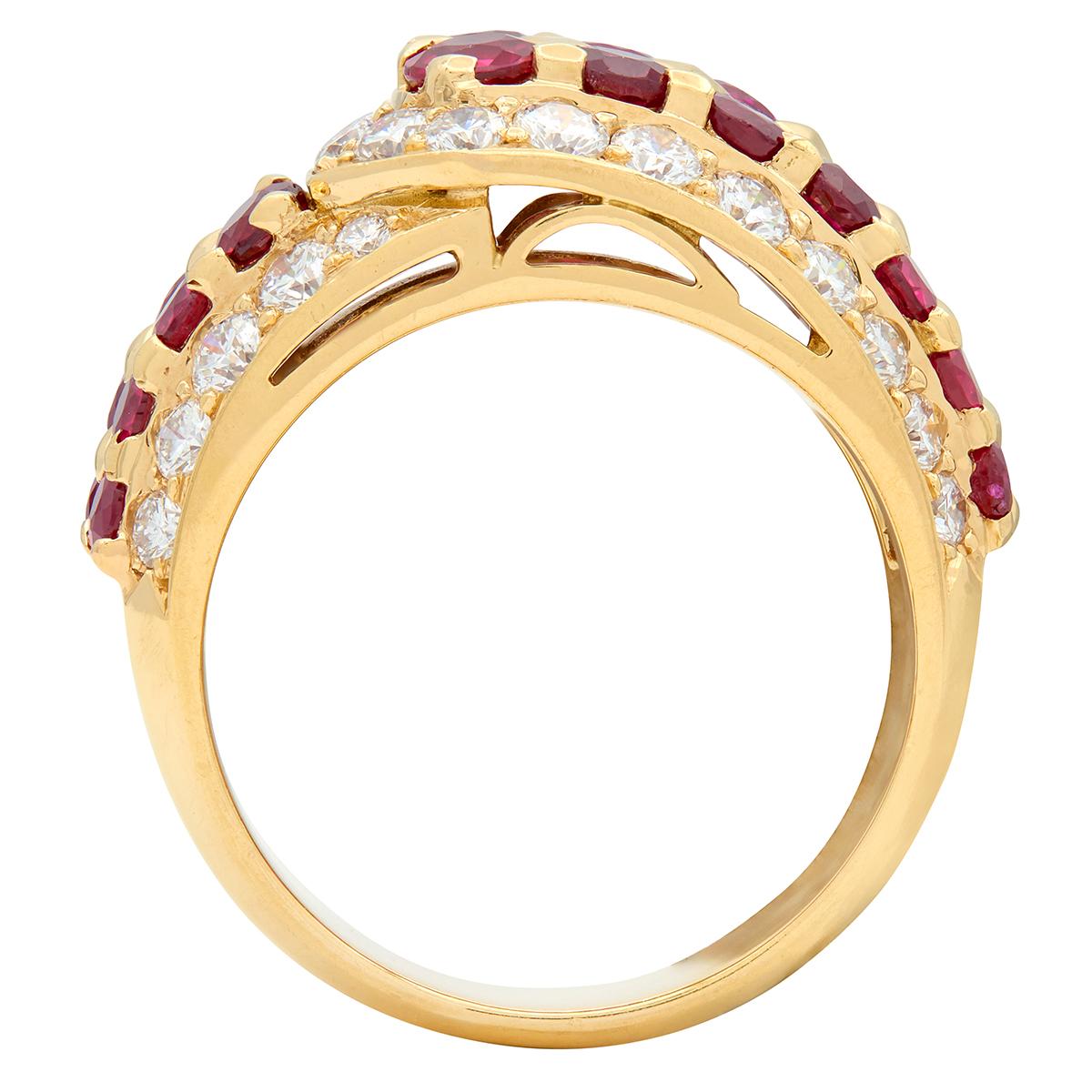 Van Cleef & Arpels French 1980's Ruby Diamond 18K Gold Vintage Buckle Ring