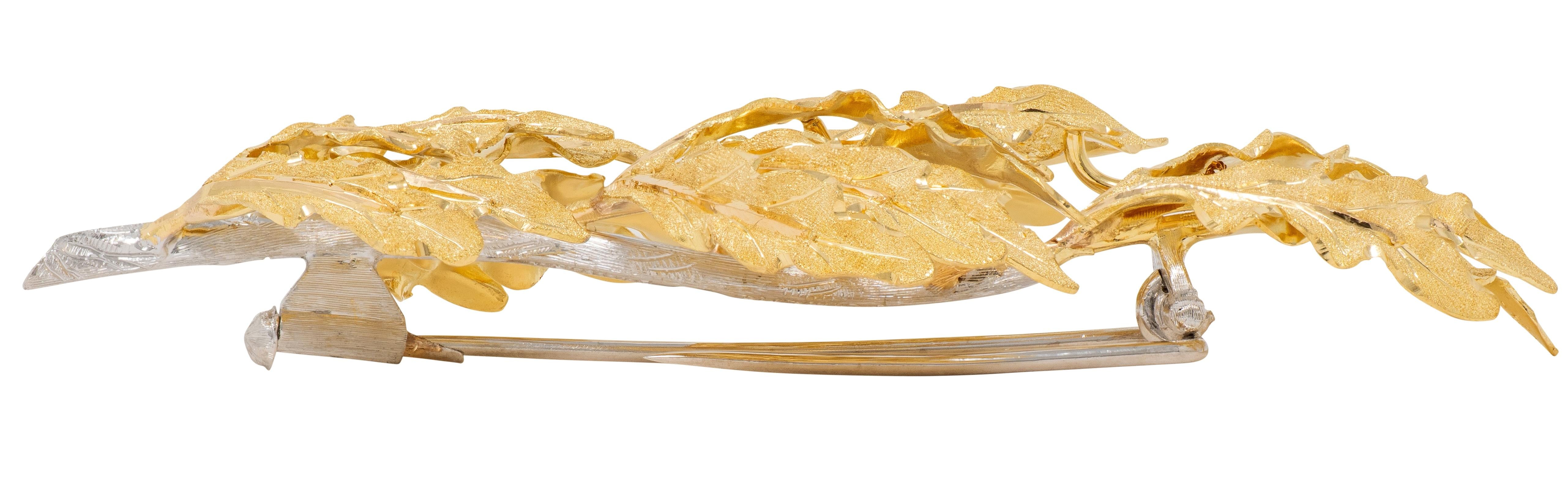 Gianmaria Buccellati 1970's 18 Karat Two-Tone Gold Vintage Oak Branch Brooch