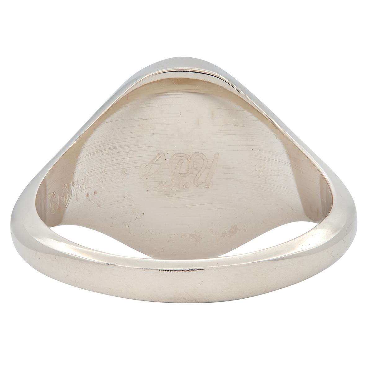 Onyx 14 Karat White Gold Double Novena Heart Unisex Intaglio Signet Ring