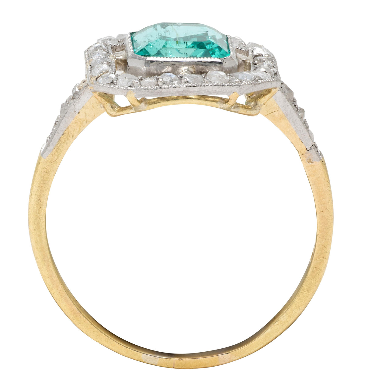 Art Deco 1.67 CTW Colombian Emerald Diamond Platinum 18K Gold Antique Ring GIA