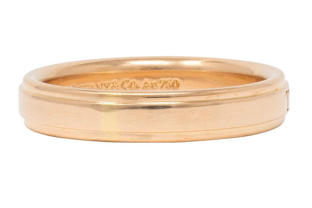 Tiffany & Co. 1990's 18 Karat Yellow Gold Vintage Logo Wedding Band Ring