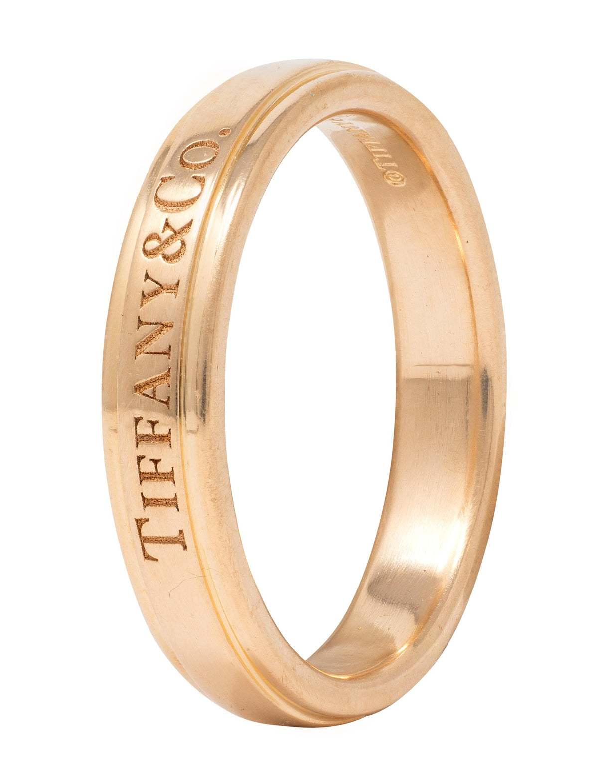Tiffany & Co. 1990's 18 Karat Yellow Gold Vintage Logo Wedding Band Ring