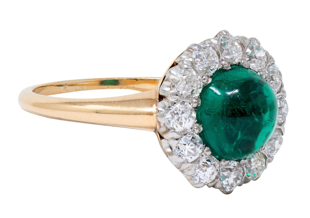 J.E. Caldwell Edwardian Colombian Emerald Diamond Platinum 18K Gold Antique Ring
