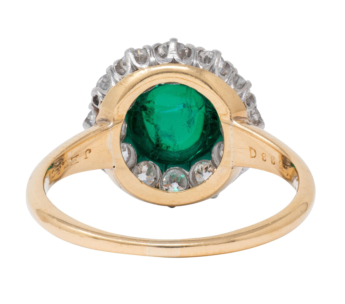 J.E. Caldwell Edwardian Colombian Emerald Diamond Platinum 18K Gold Antique Ring