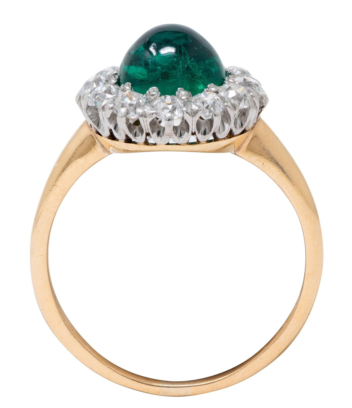J.E. Caldwell Edwardian Colombian Emerald Diamond Platinum 18K Gold Antique Ring