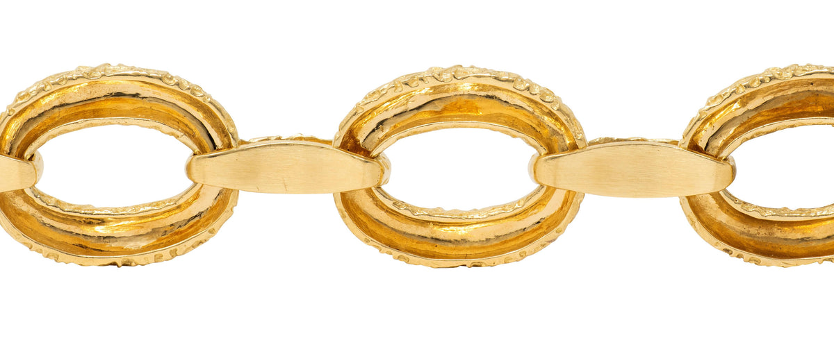 Van Cleef & Arpels 1970's 18 Karat Yellow Gold Vintage Textured Link Bracelet