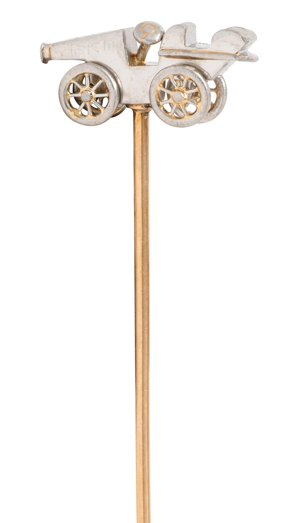 Edwardian Diamond Platinum 14 Karat Yellow Gold Antique Car Stickpin