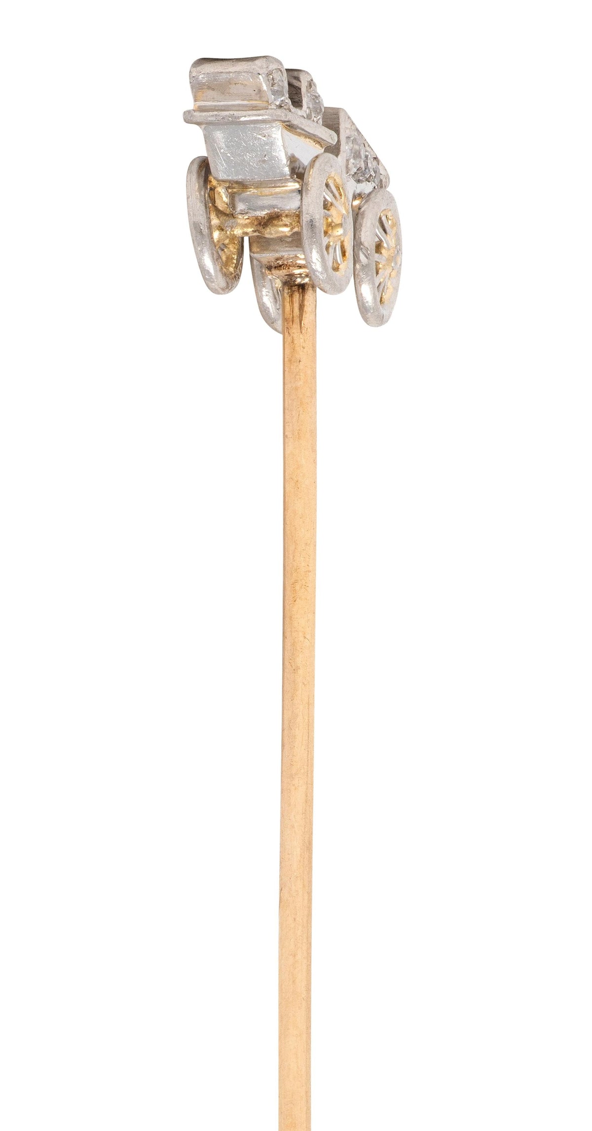 Edwardian Diamond Platinum 14 Karat Yellow Gold Antique Car Stickpin