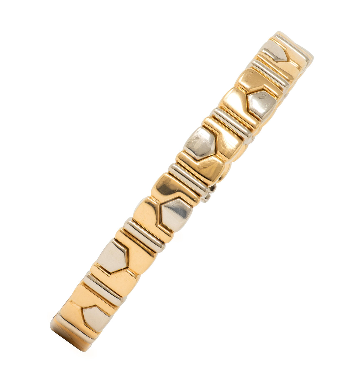 Bulgari 18 Karat Two-Tone Yellow White Gold Vintage Alveare Cuff Bracelet