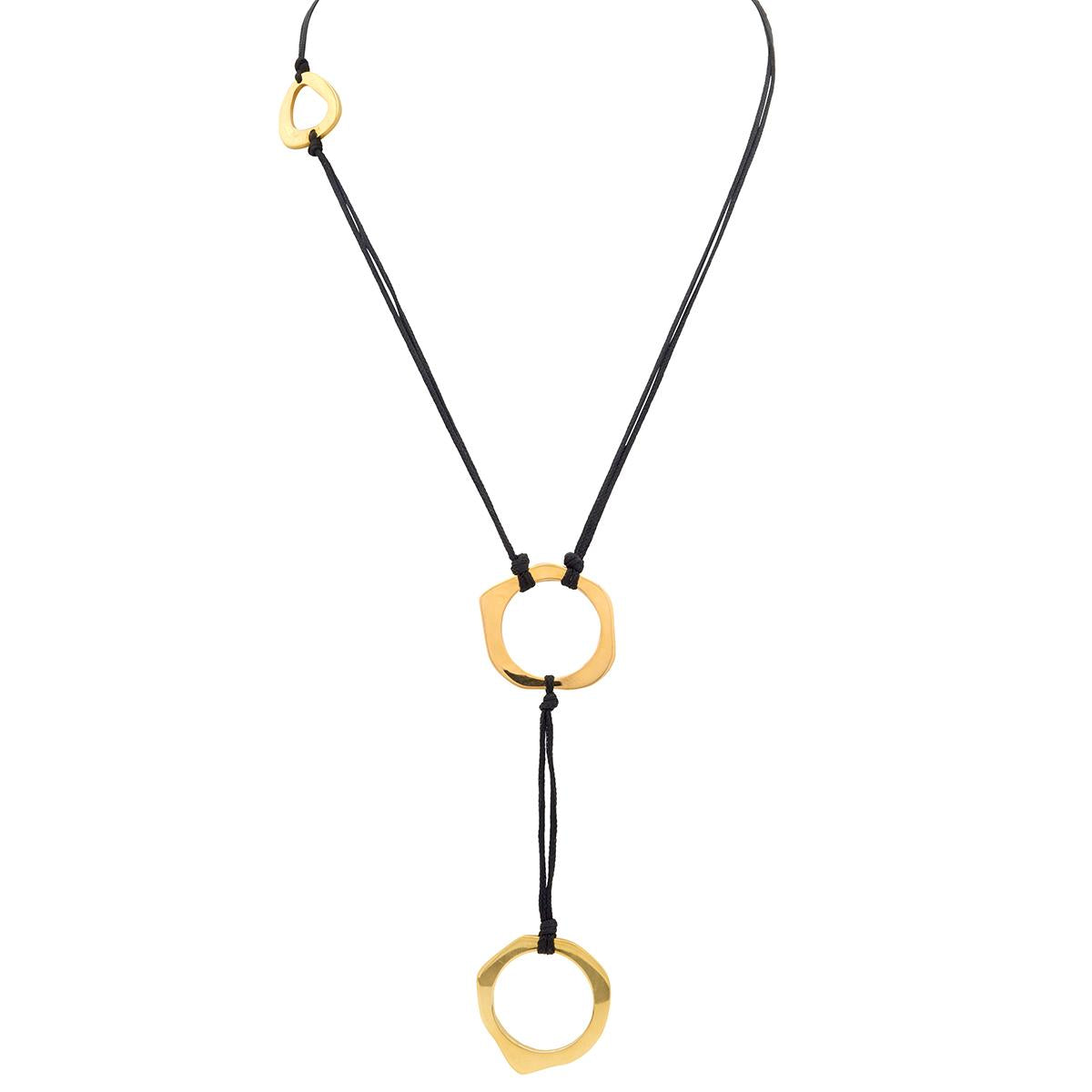 Zolatas 2000's 18 Karat Yellow Gold Contemporary Cord Station Lariat Necklace