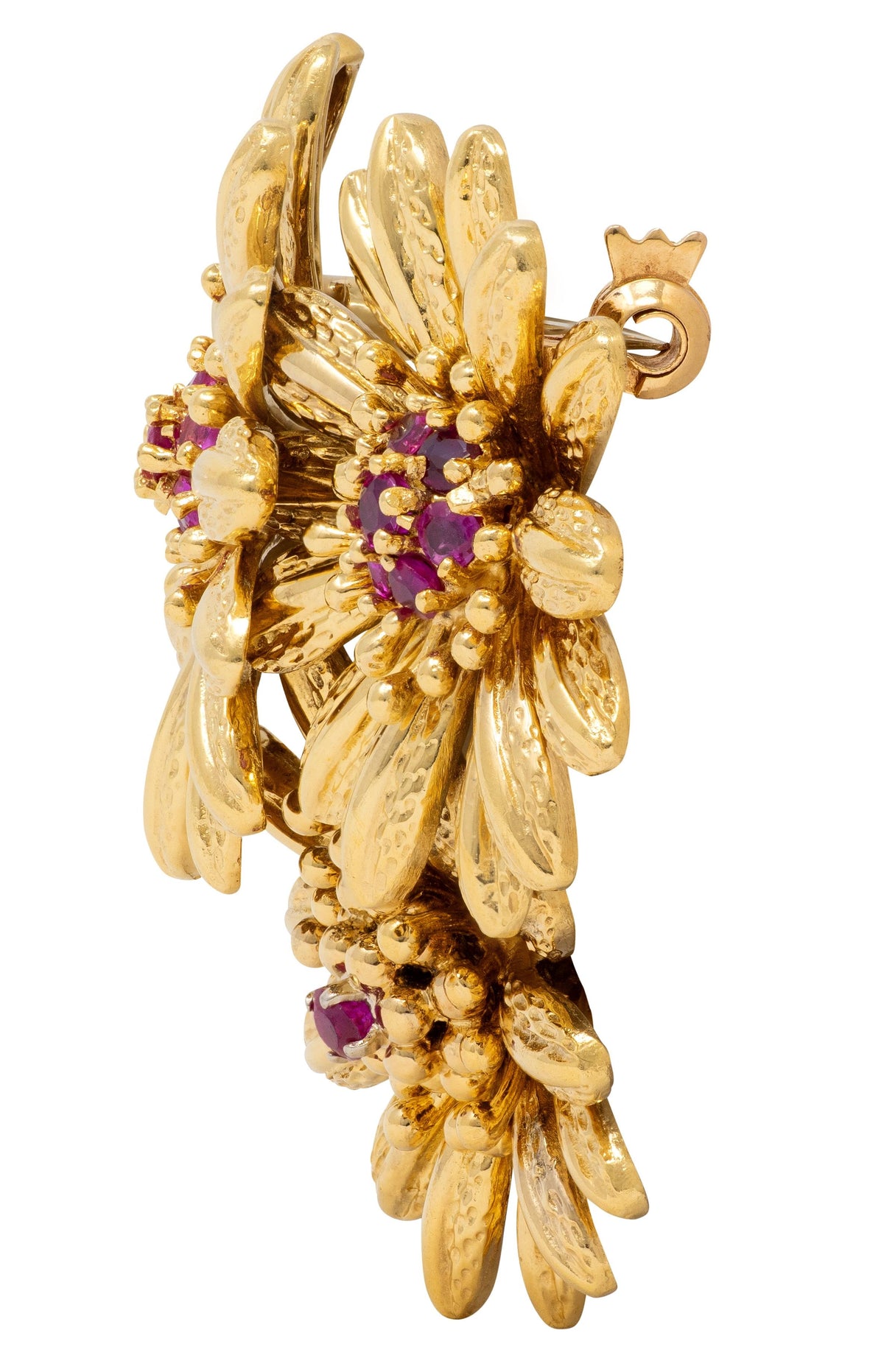 Tiffany & Co. 1960's Ruby 18 Karat Yellow Gold Vintage Daisy Flower Brooch